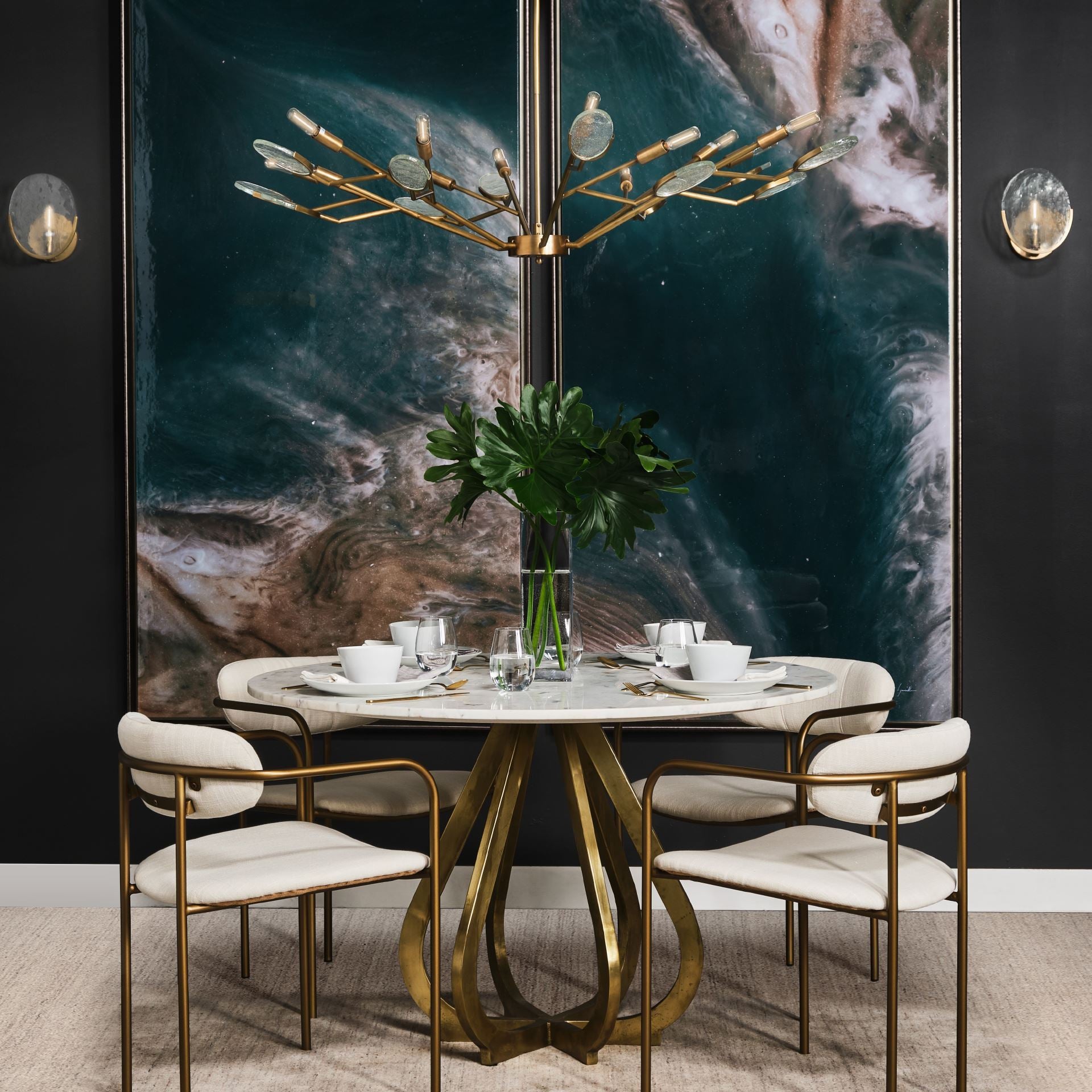 Rubeus I 5.5x 9 Brass Toned Metal w/Frosted Glass Circular Wall Sconce