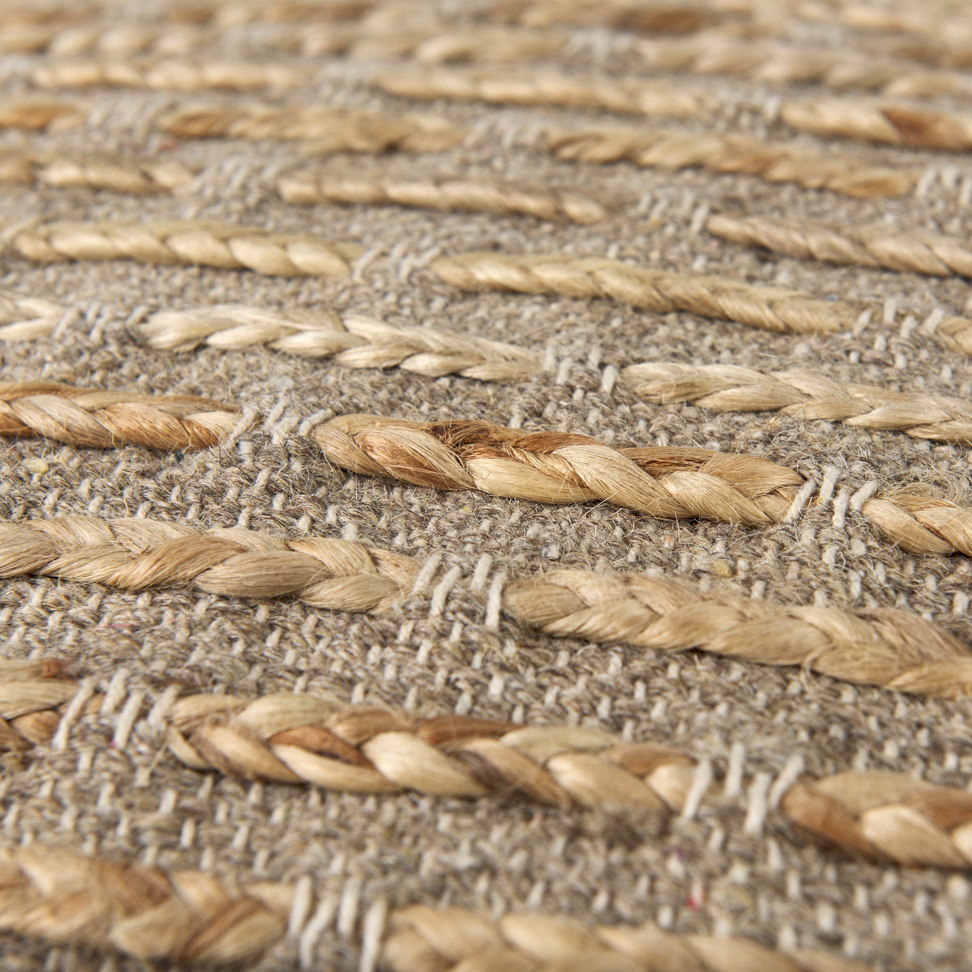 Binita 16.0L x 16.0W x 16.0H Gray/Brown Hemp Wool and Cotton Pouf