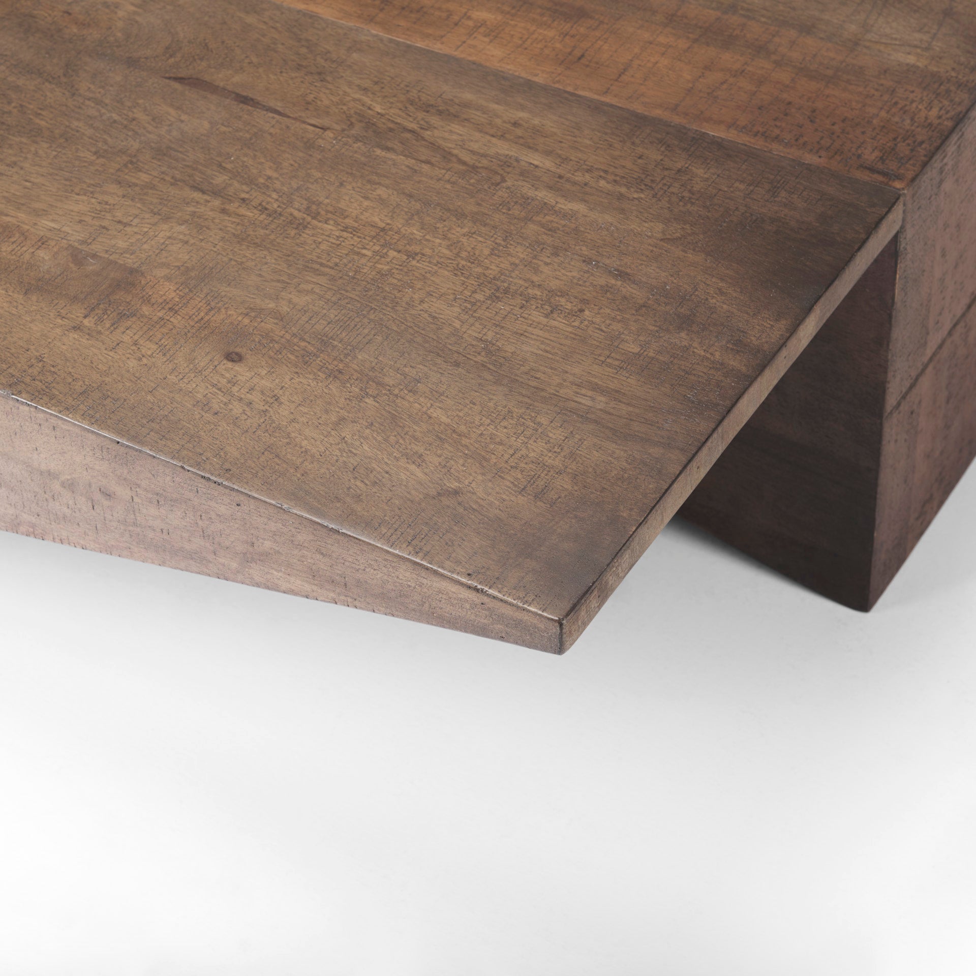 West 55L x 32W x 14H Medium Brown Wooden Angled Coffee Table
