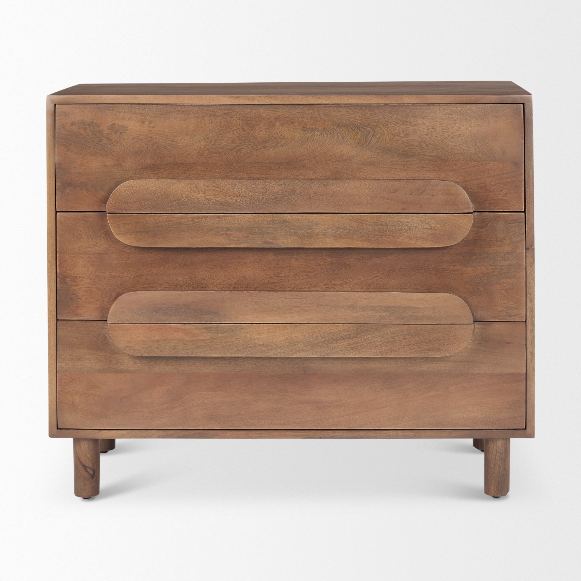Astrid 36L x 17W x 30.3H Medium Brown Solid Wood 3 Drawer Cabinet