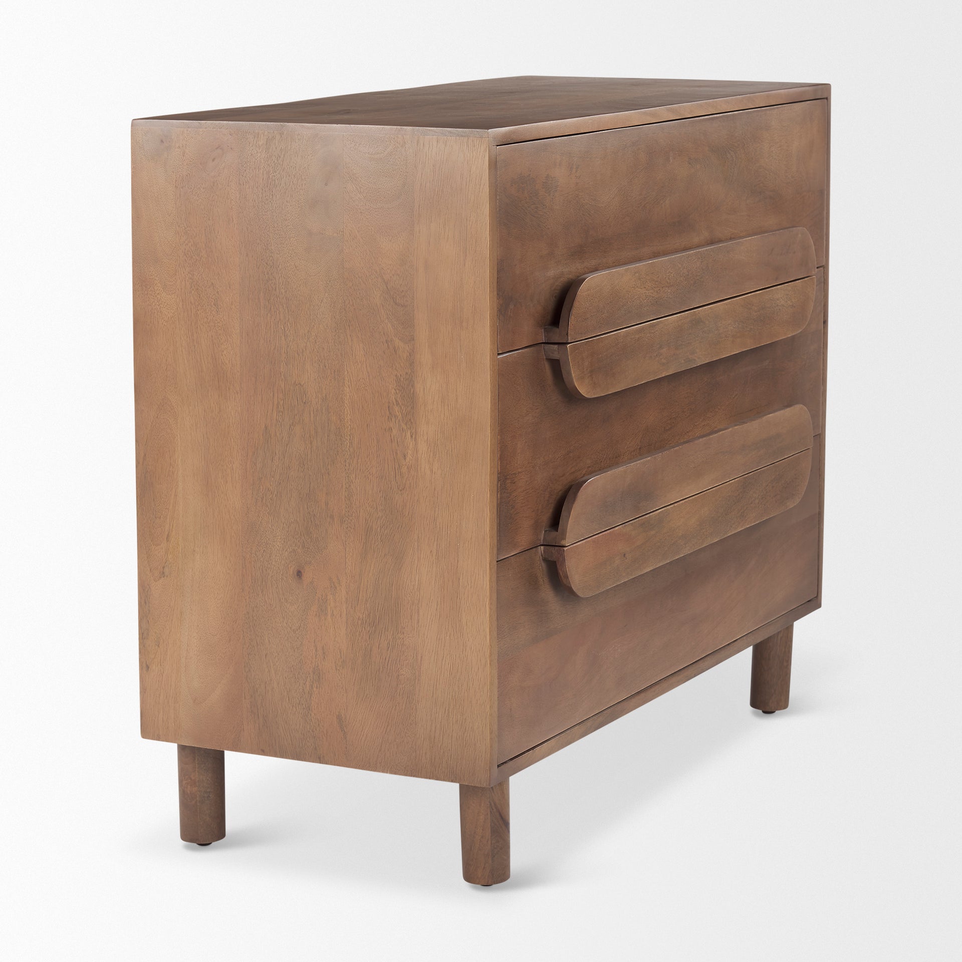 Astrid 36L x 17W x 30.3H Medium Brown Solid Wood 3 Drawer Cabinet