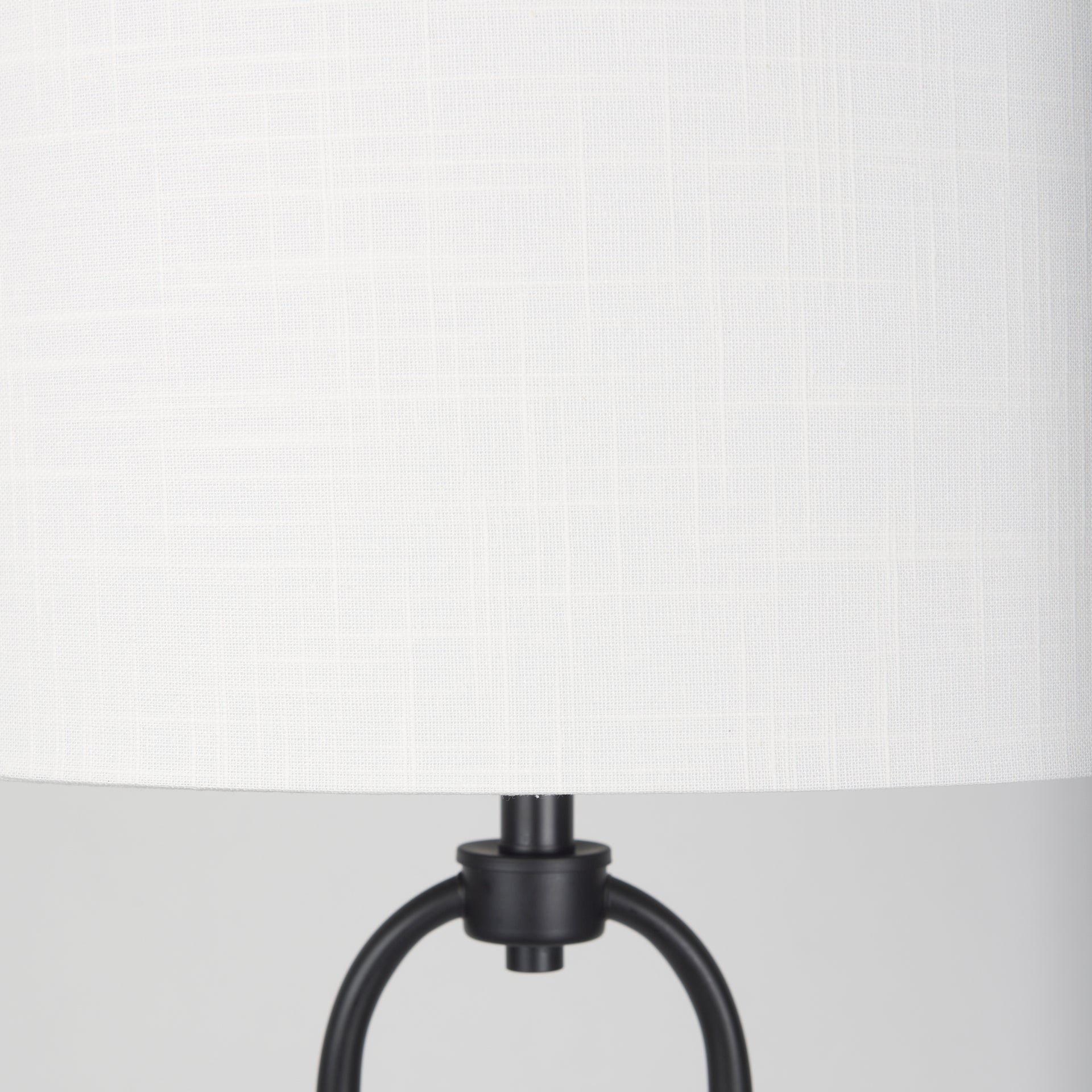 Sarah 20.0L x 12.0W x 66.3H Arched Black Metal W/Marble Cube and White Shade Floor Lamp