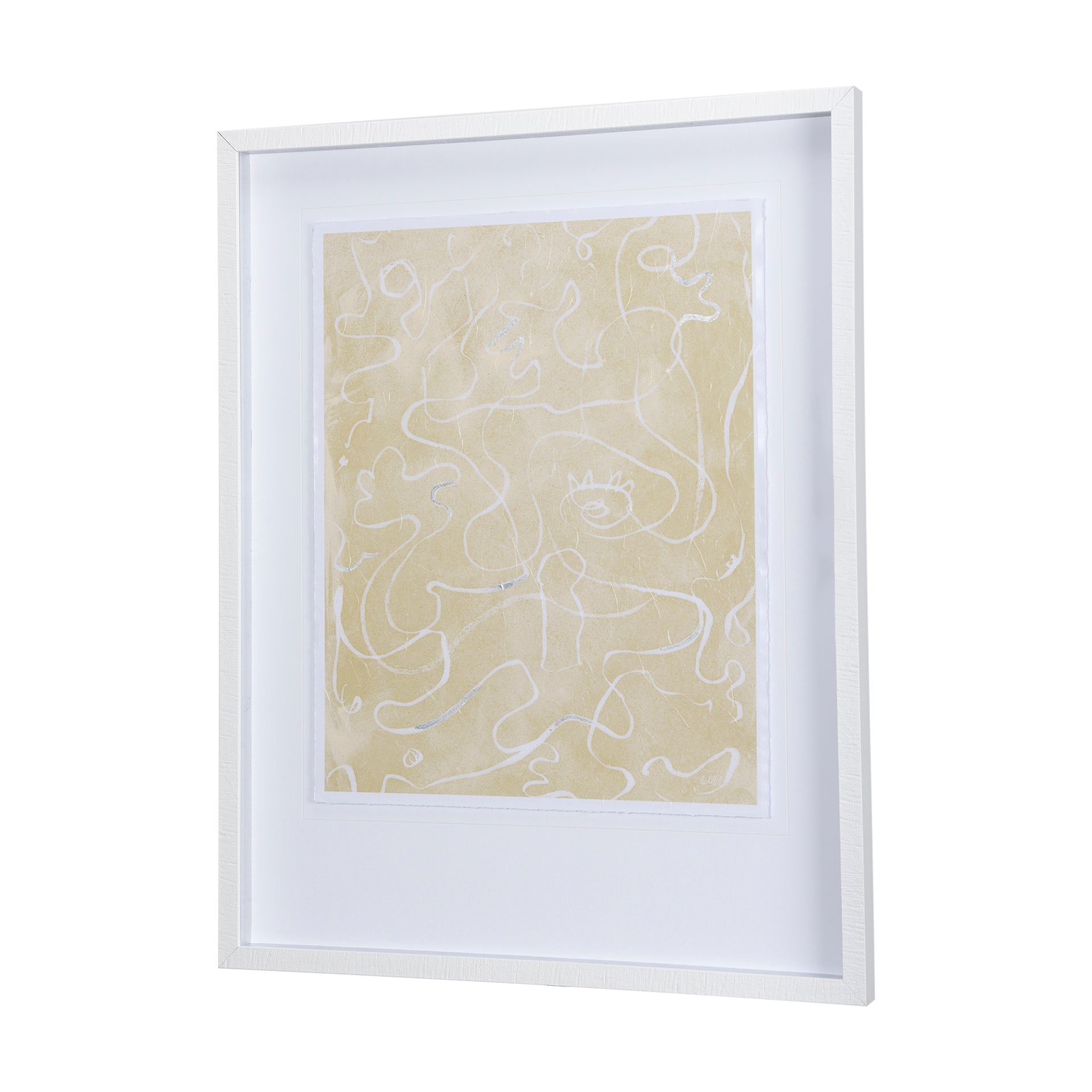 Thread Yellow II by Mercana Studio a Hand Embellished Textured Framed Art Print Matted under Glass
