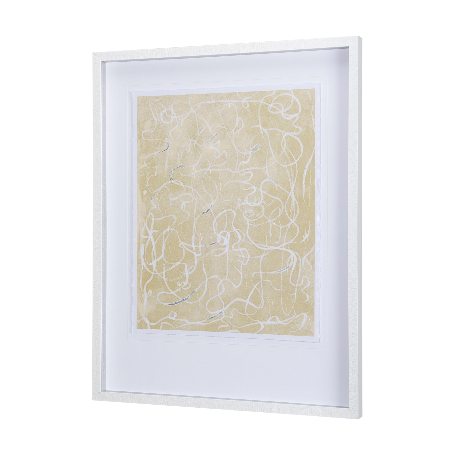 Thread Yellow III by Mercana Studio a Hand Embellished Textured Framed Art Print Matted under Glass