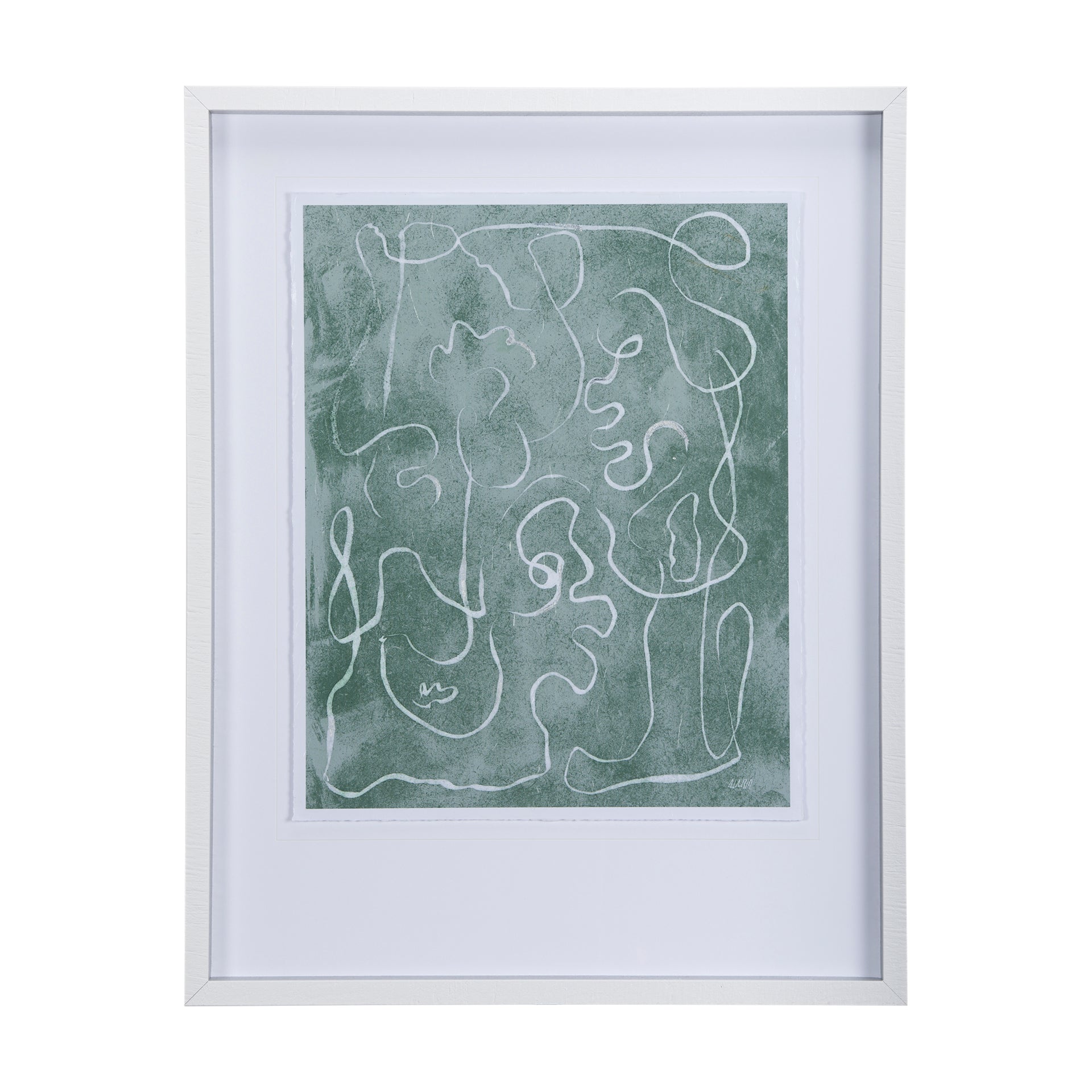 Thread Green I by Mercana Studio a Hand Embellished Textured Framed Art Print Matted under Glass