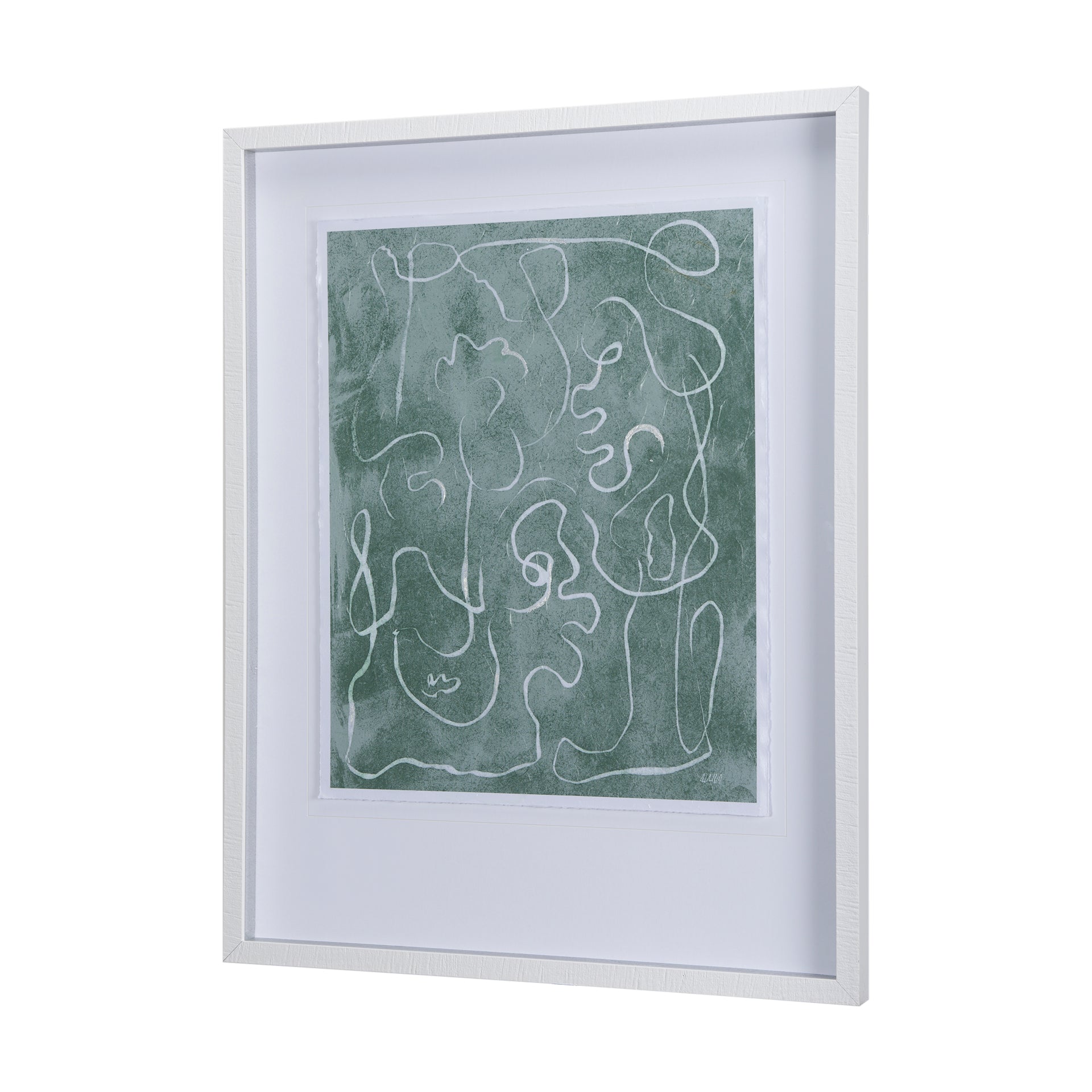 Thread Green I by Mercana Studio a Hand Embellished Textured Framed Art Print Matted under Glass