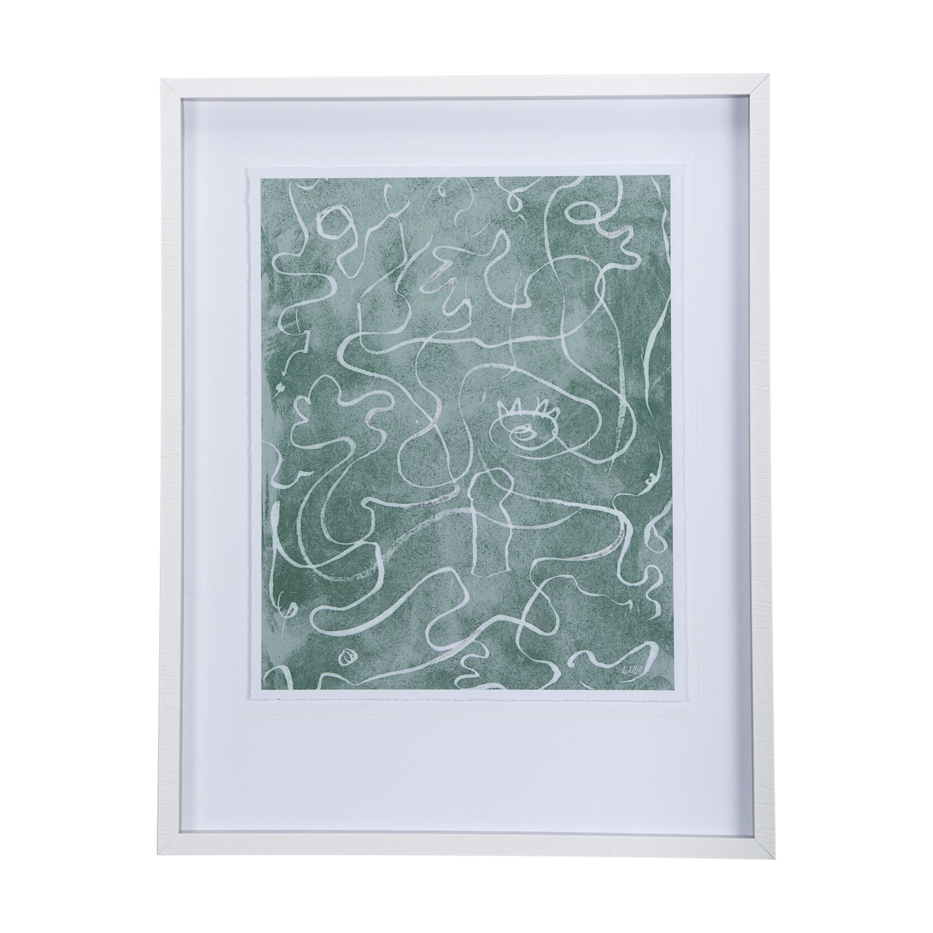 Thread Green II by Mercana Studio a Hand Embellished Textured Framed Art Print Matted under Glass