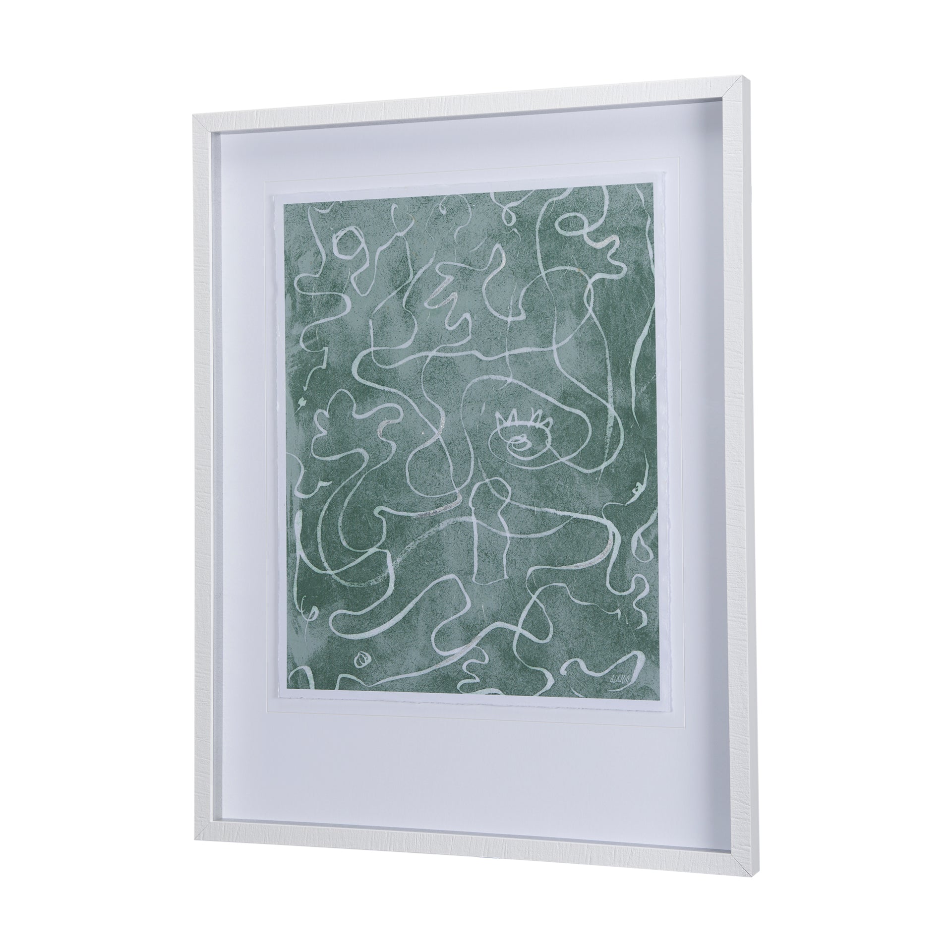 Thread Green II by Mercana Studio a Hand Embellished Textured Framed Art Print Matted under Glass