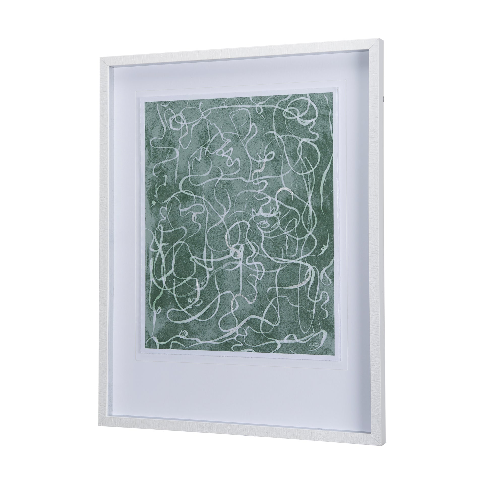 Thread Green III by Mercana Studio a Hand Embellished Textured Framed Art Print Matted under Glass