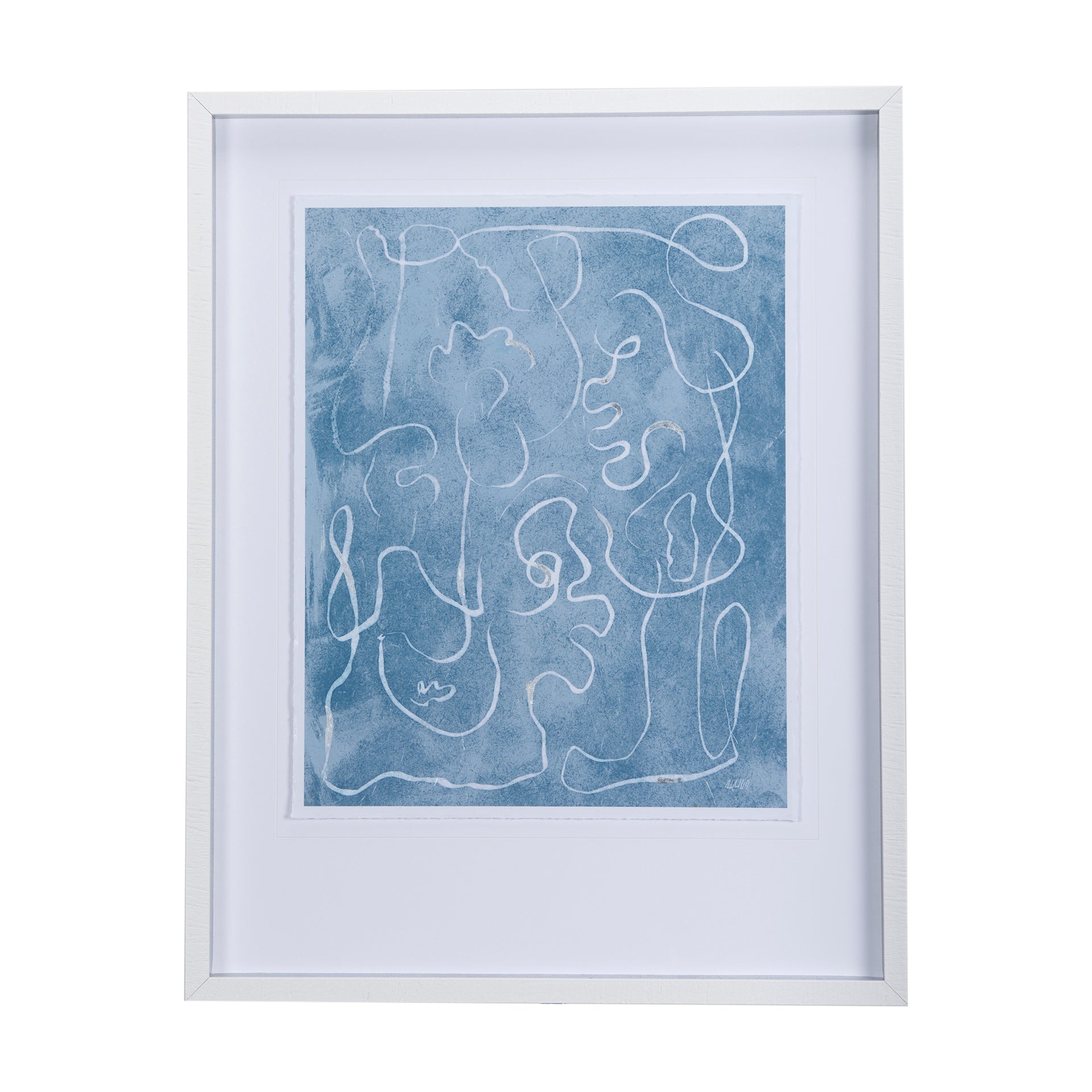 Thread Blue I by Mercana Studio a Hand Embellished Textured Framed Art Print Matted under Glass