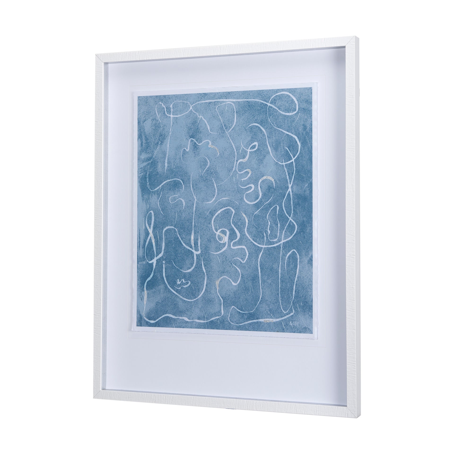 Thread Blue I by Mercana Studio a Hand Embellished Textured Framed Art Print Matted under Glass