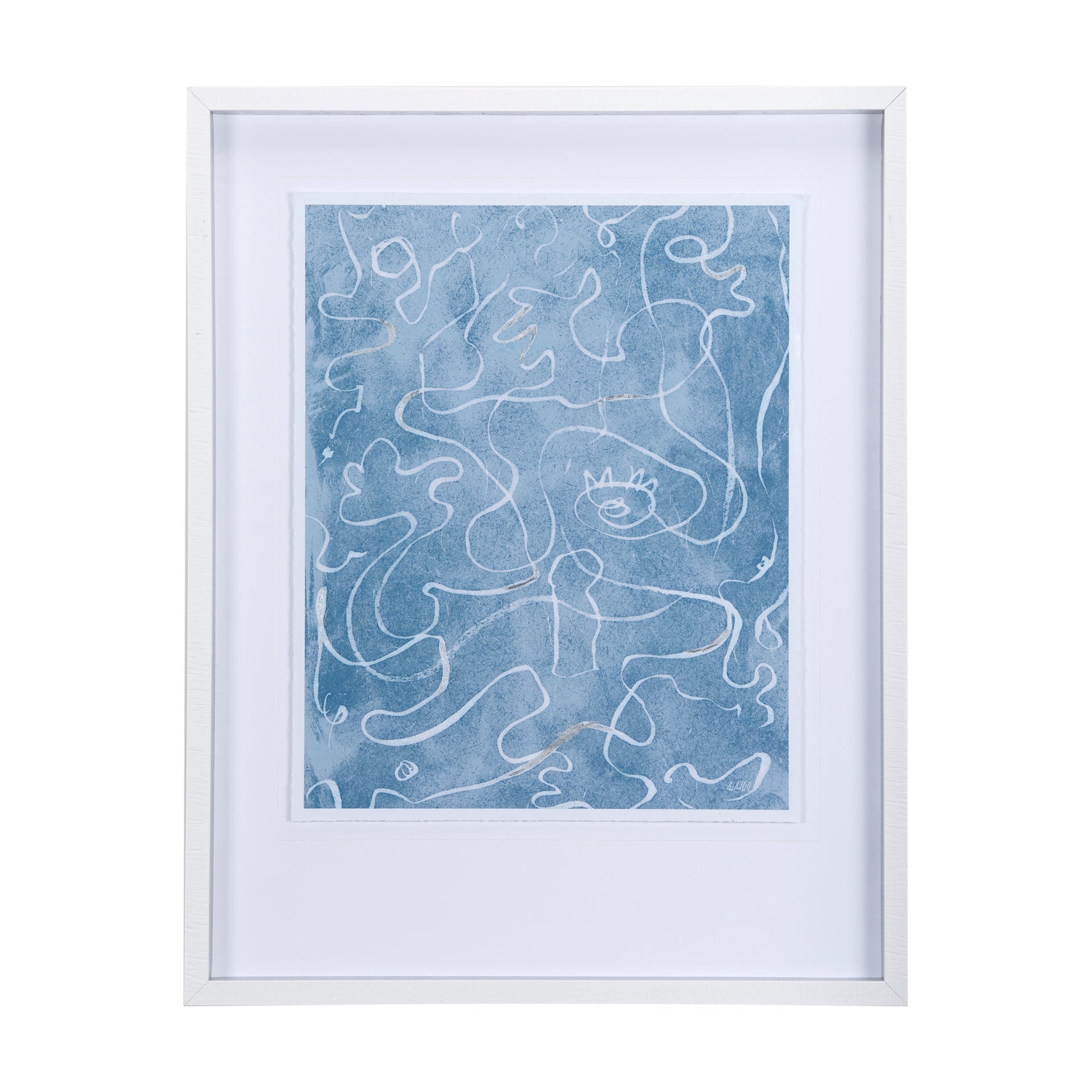 Thread Blue II by Mercana Studio a Hand Embellished Textured Framed Art Print Matted under Glass