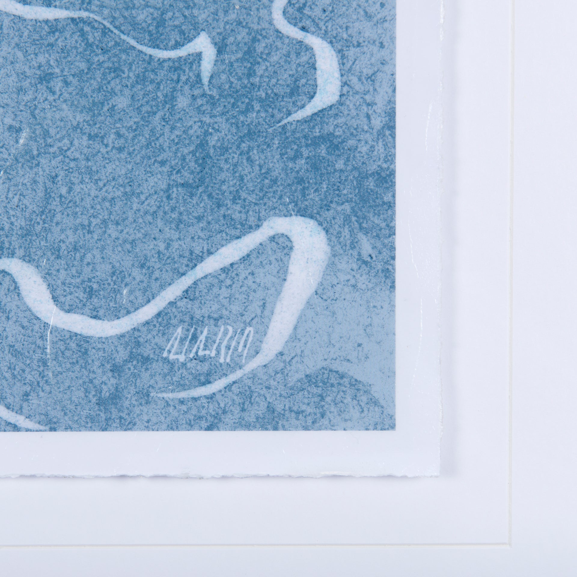 Thread Blue II by Mercana Studio a Hand Embellished Textured Framed Art Print Matted under Glass