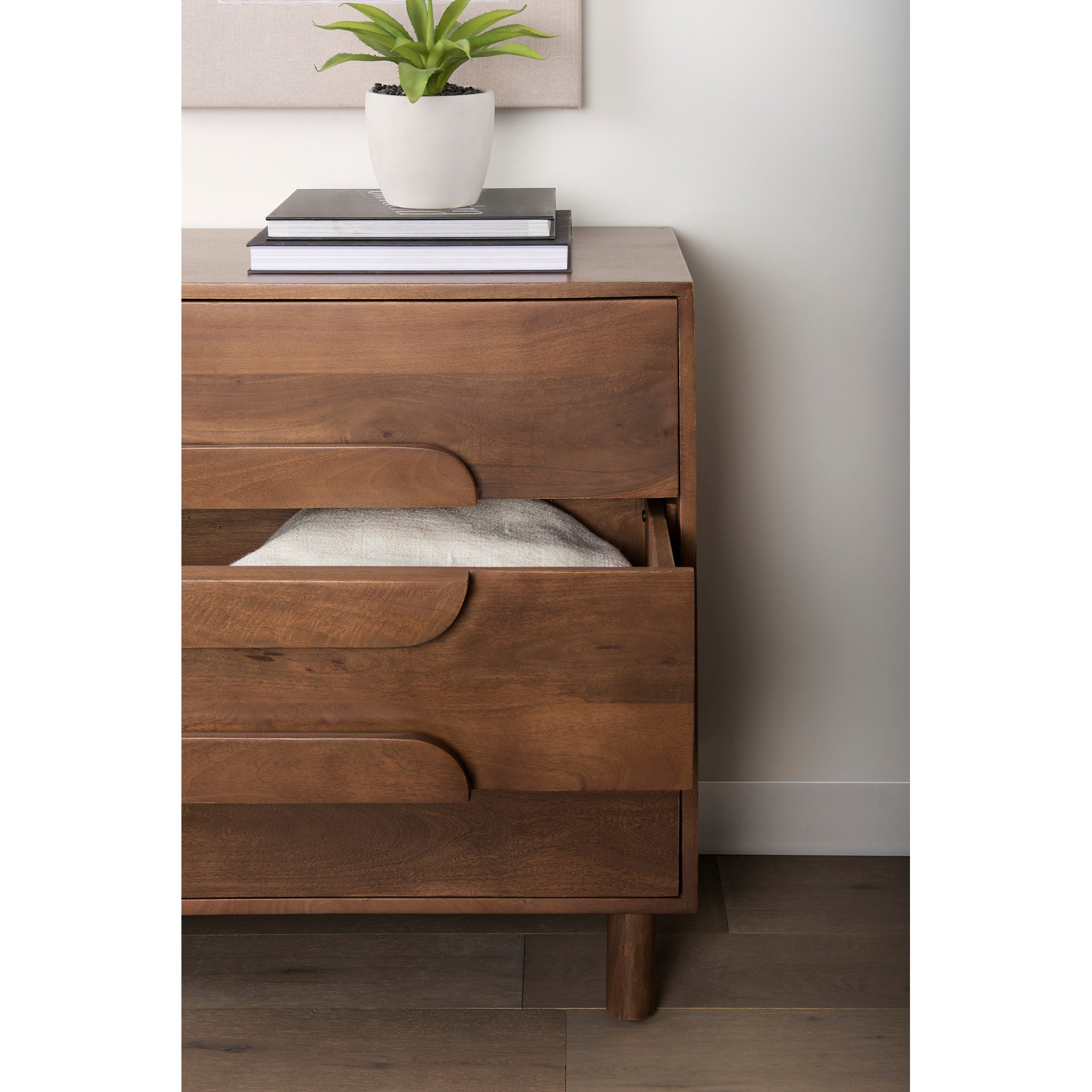 Astrid 36L x 17W x 30.3H Medium Brown Solid Wood 3 Drawer Cabinet