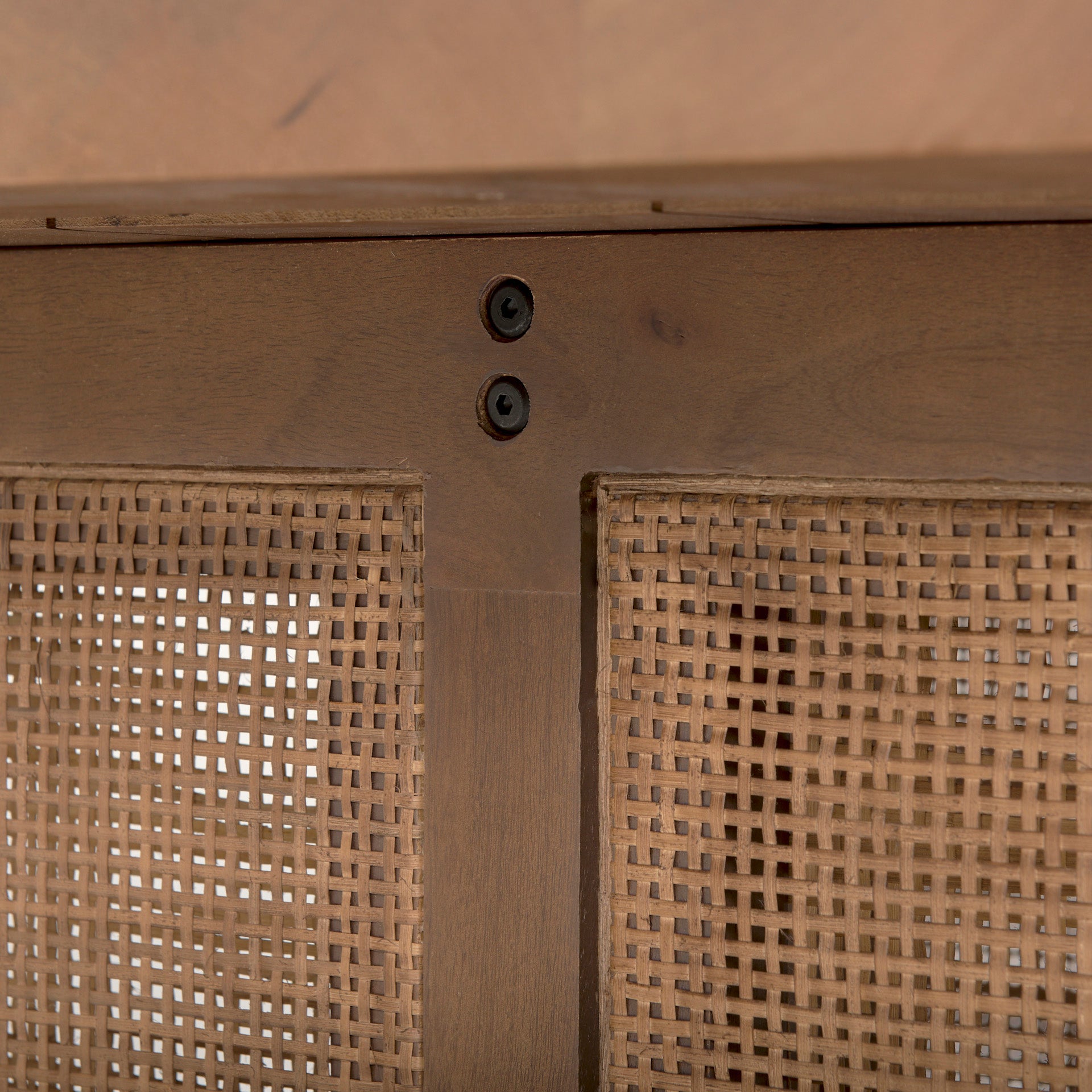 Grier 42" Square Medium Brown Solid Wood w/ Cane Coffee Table