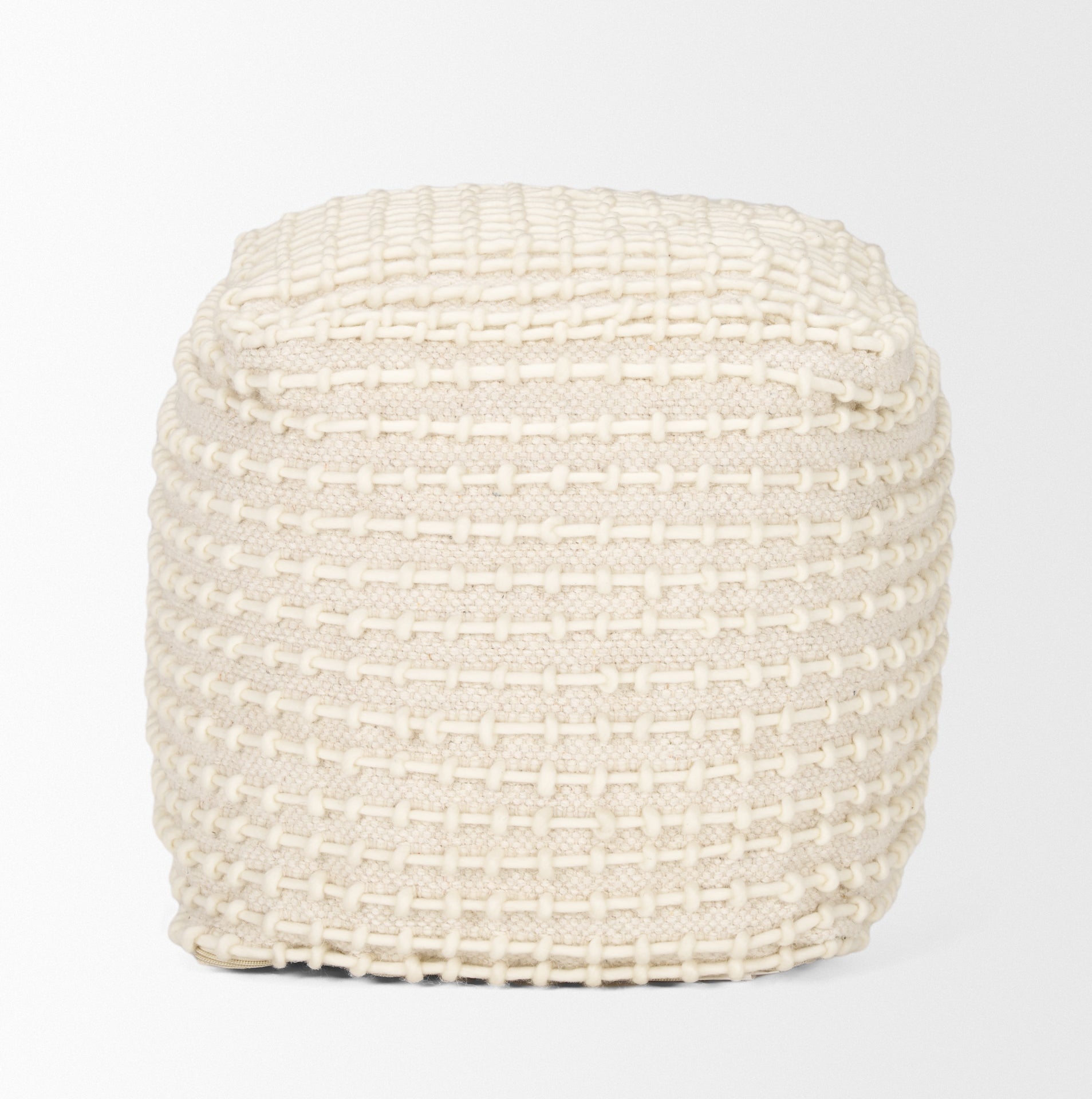 Sakaye Beige w/ Cream Stitched Patterned Pouf