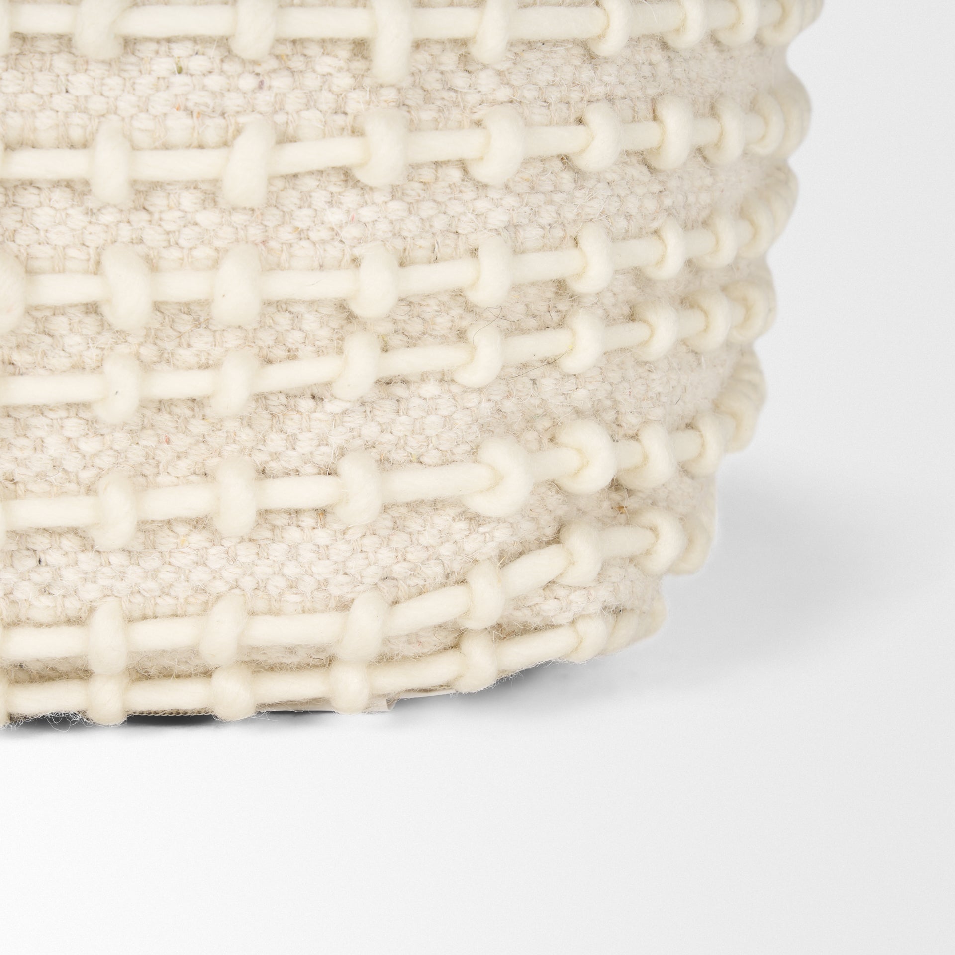 Sakaye Beige w/ Cream Stitched Patterned Pouf