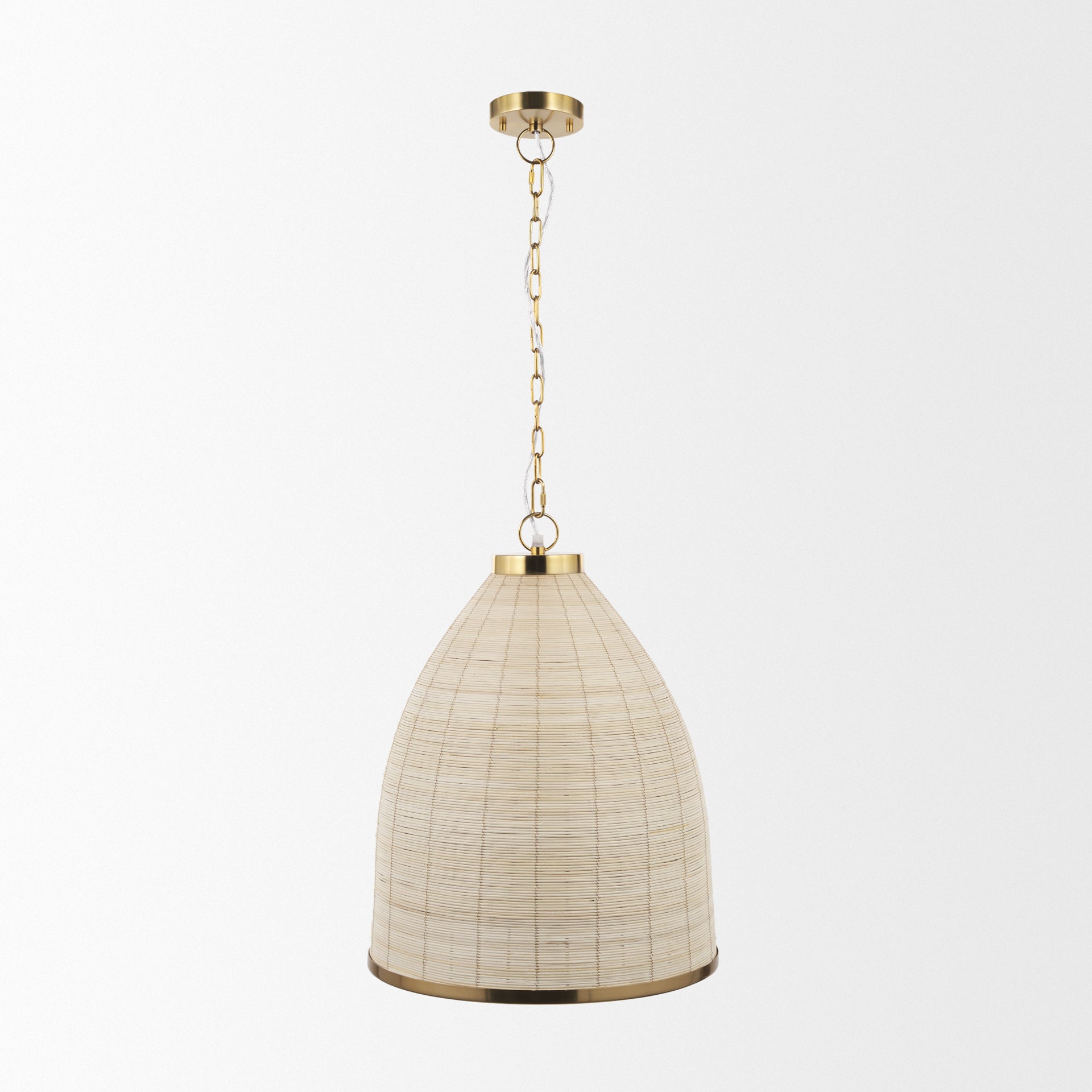 Saliha Cane w/ Brass Metal Pendant Light
