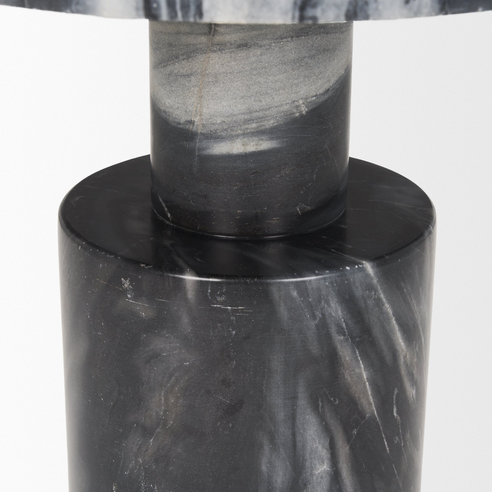 Taite Solid Dark Gray Marble Pedestal Accent Table