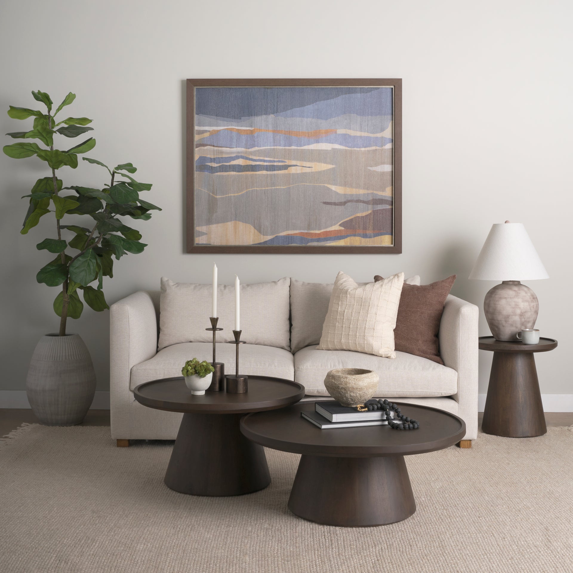 Takoda Dark Brown Wood Tapered Drum Accent Table