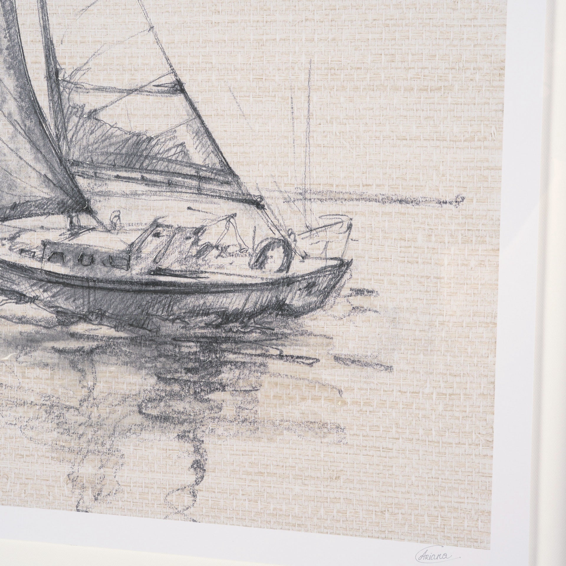 Sail Away II by Mercana Studio a Hand Embellished Framed Art Print Matted under Glass