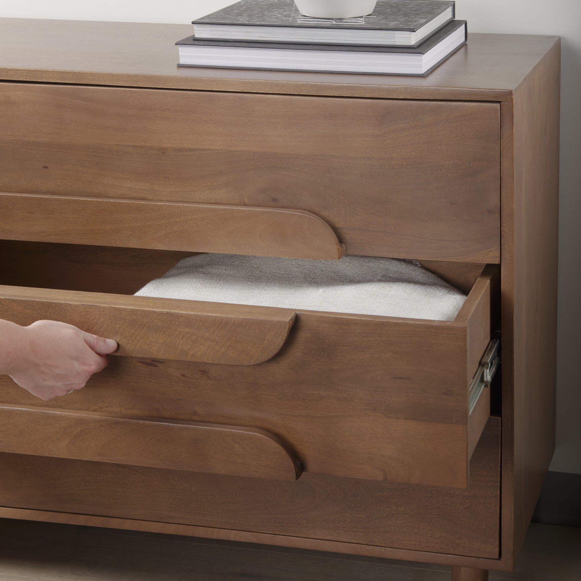 Astrid 36L x 17W x 30.3H Medium Brown Solid Wood 3 Drawer Cabinet