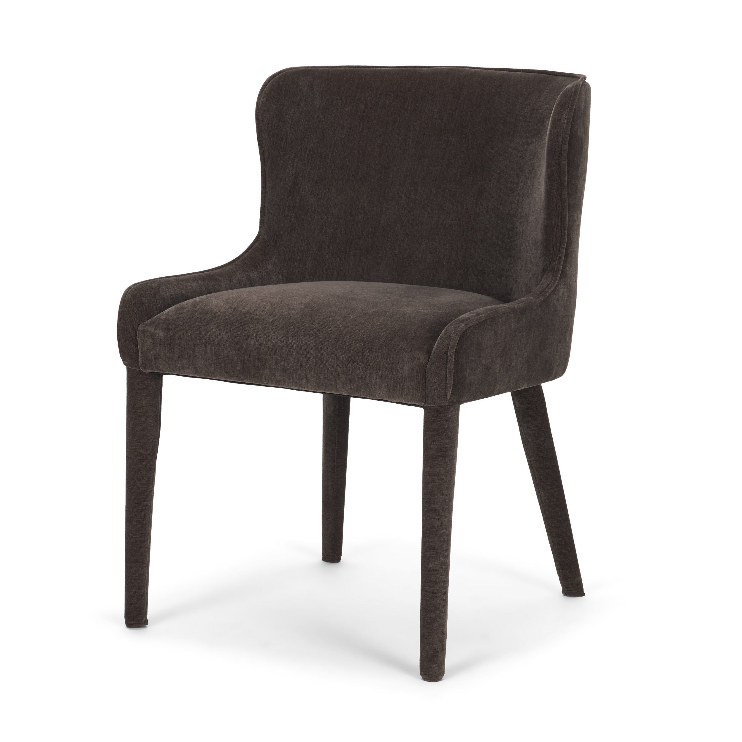 Nolan Slope Charcoal Chenille Dining Chair S/2
