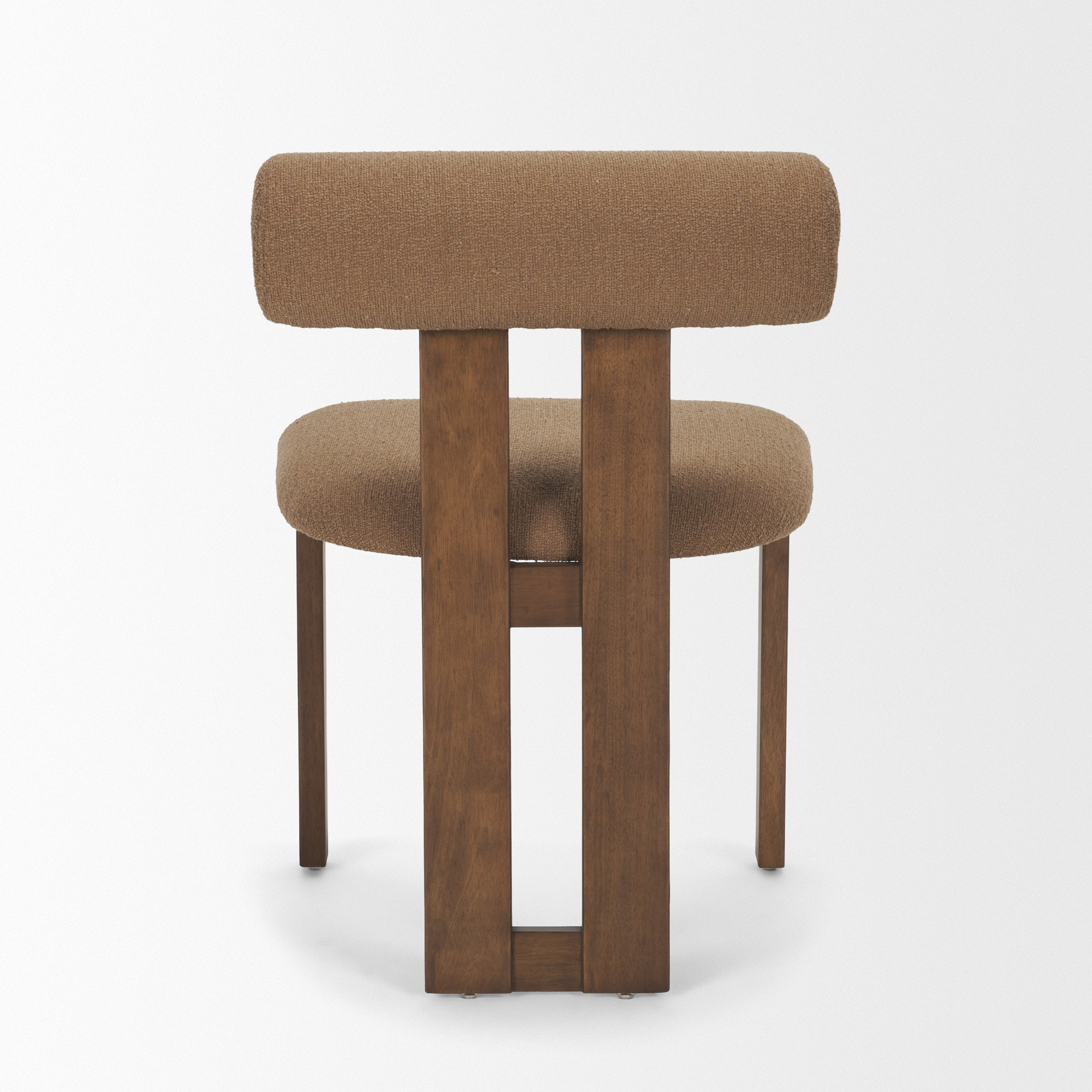 Tribeca Curve Open Back Mocha Fabric Tripod Frame Dining Chair S/2