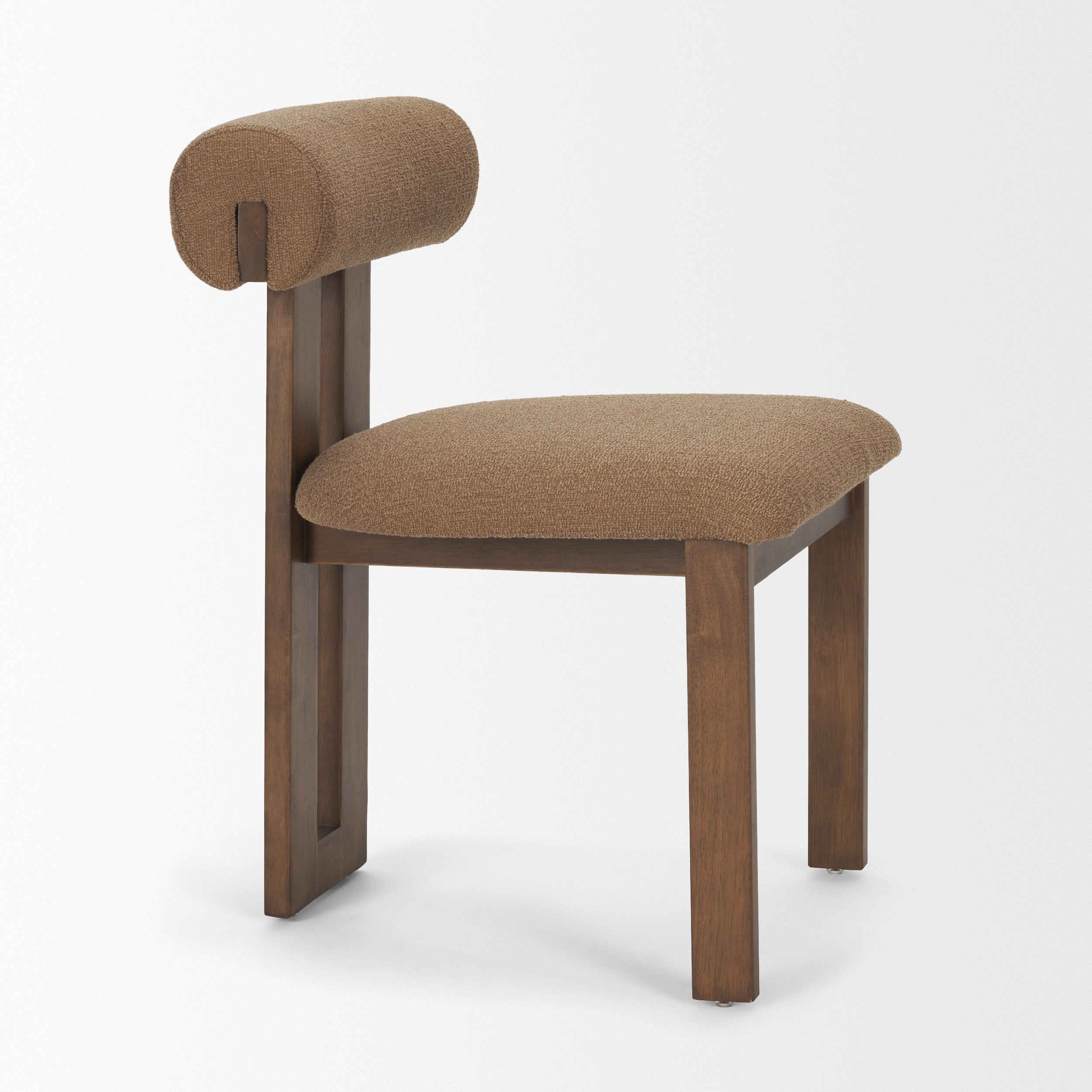 Tribeca Curve Open Back Mocha Fabric Tripod Frame Dining Chair S/2