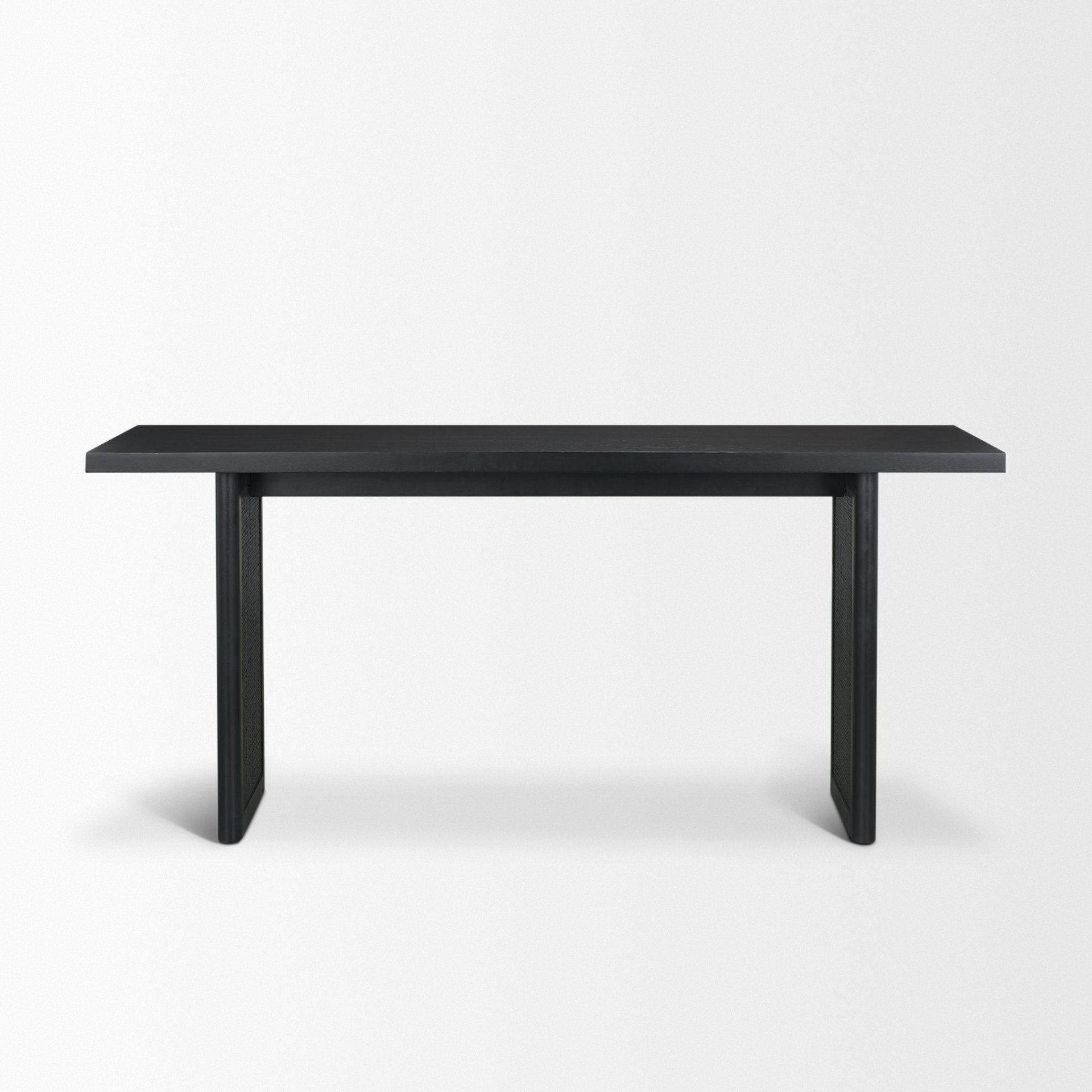 Grier 65" Black Wood w/ Black Cane Console Table