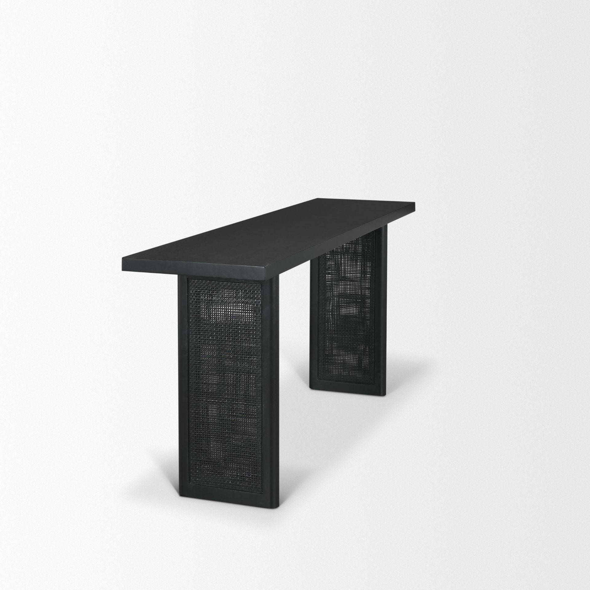 Grier 65" Black Wood w/ Black Cane Console Table