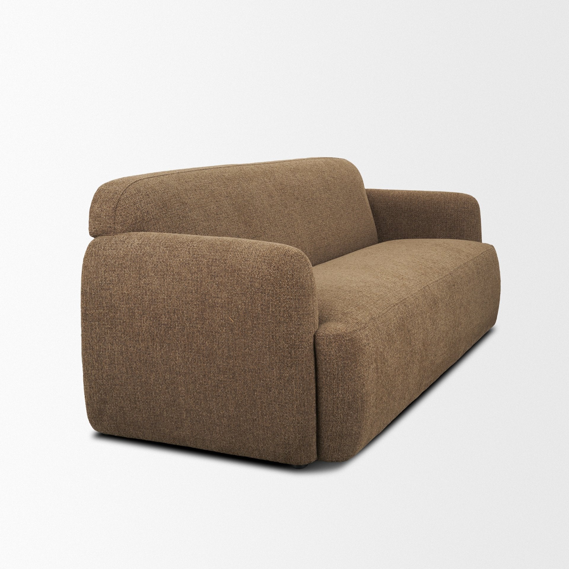 Saga Textured Brown Plush Fabric 3 Seater Sofa