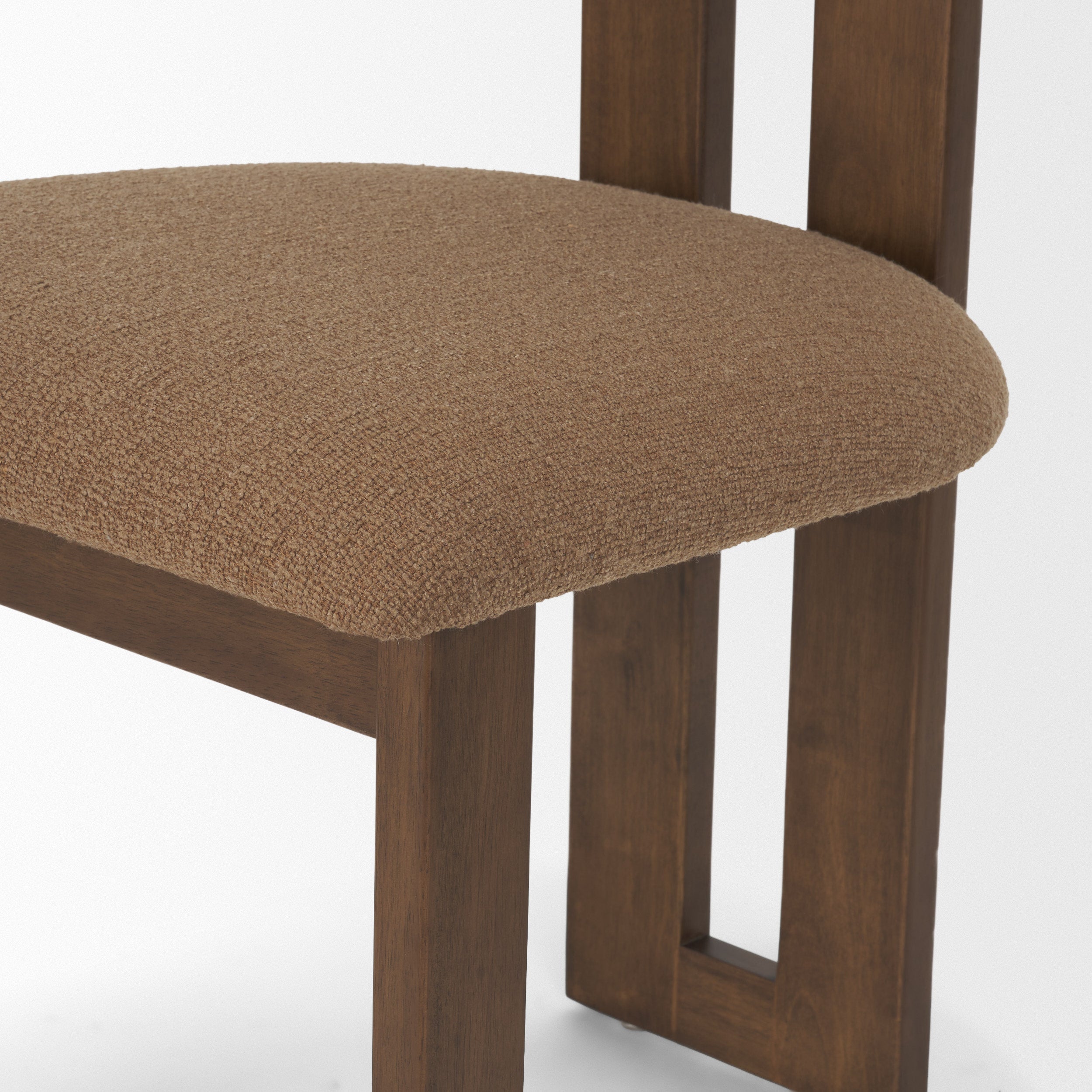 Tribeca Curve Open Back Mocha Fabric Tripod Frame Dining Chair S/2