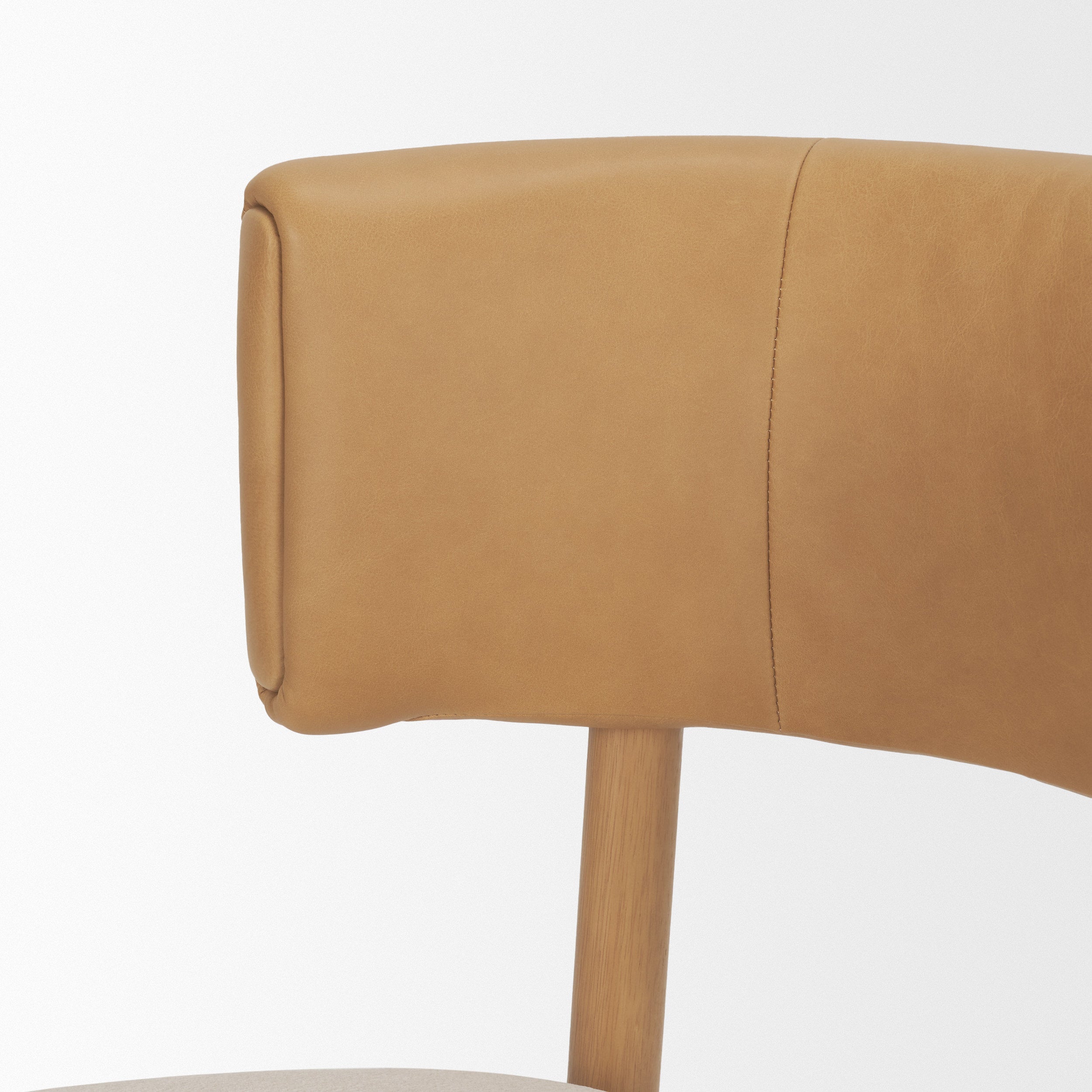 Motley Curved Open Back Cream Fabric and Tan Leather Dining Chair S/2