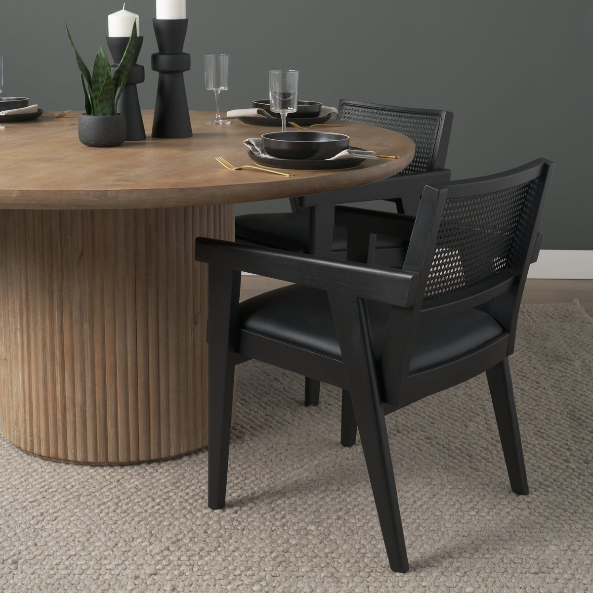 Reid Cane Back Dining Arm Chair