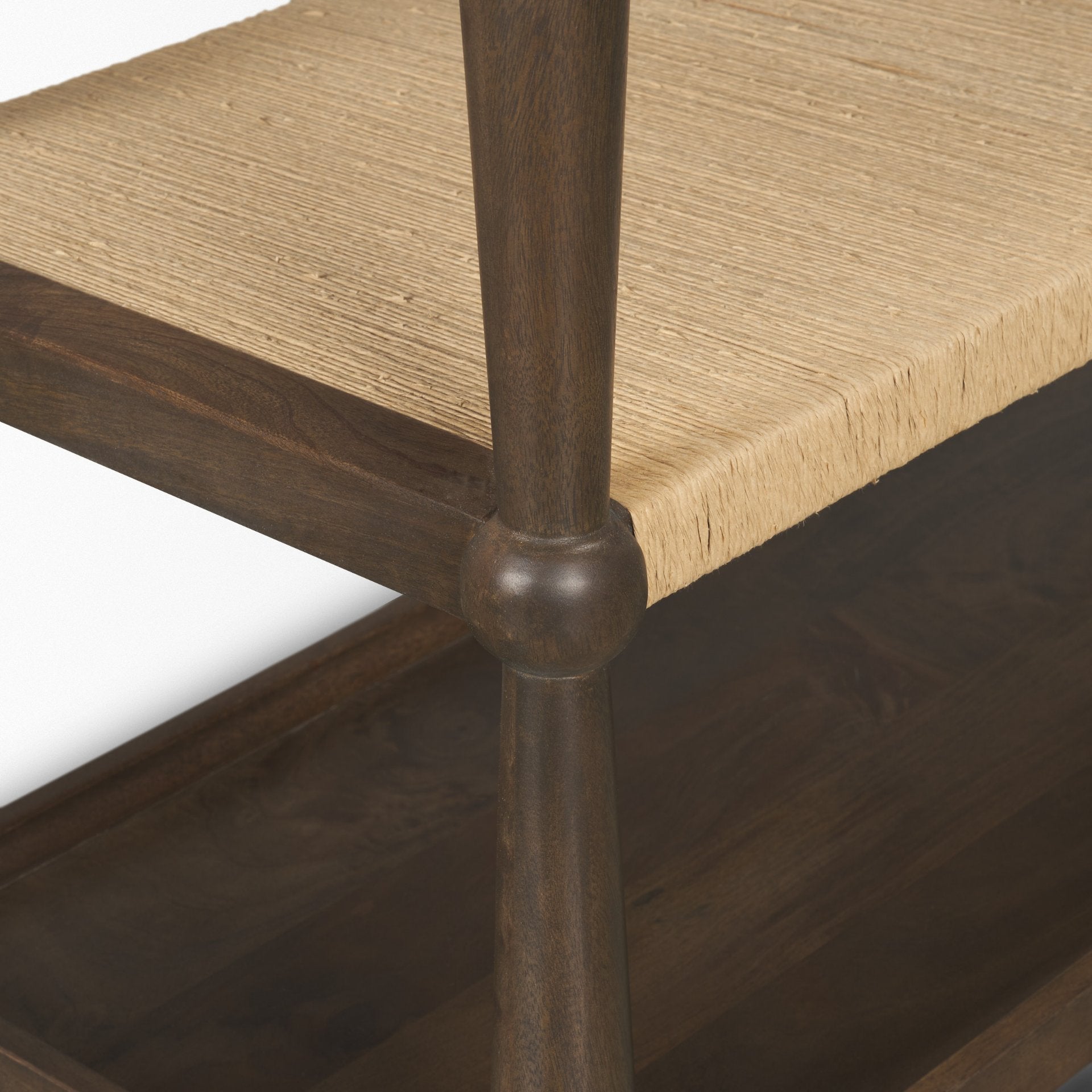 Bondi Dark Brown Wood w/ Paper Rope Shelf Console Table