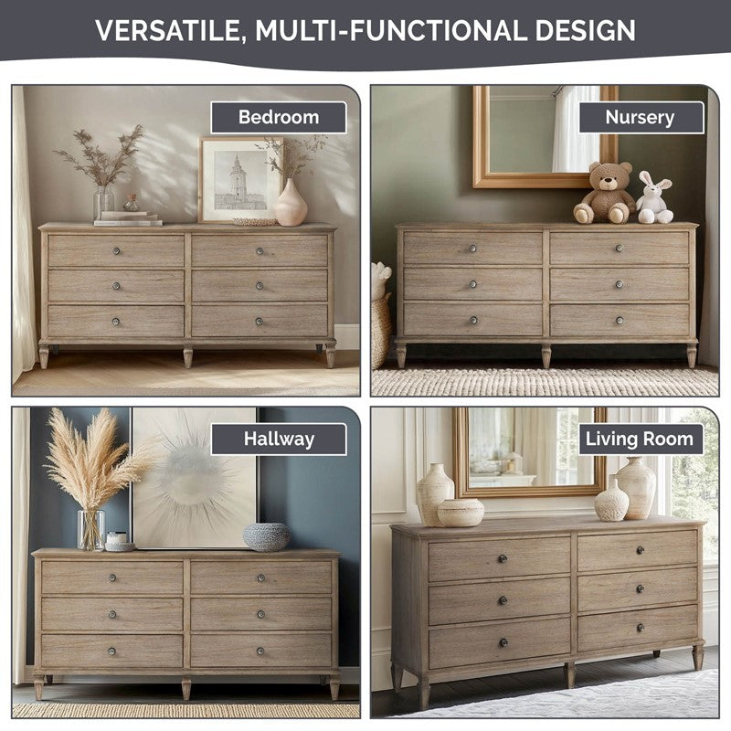 Victoria 6-drawer wood dresser