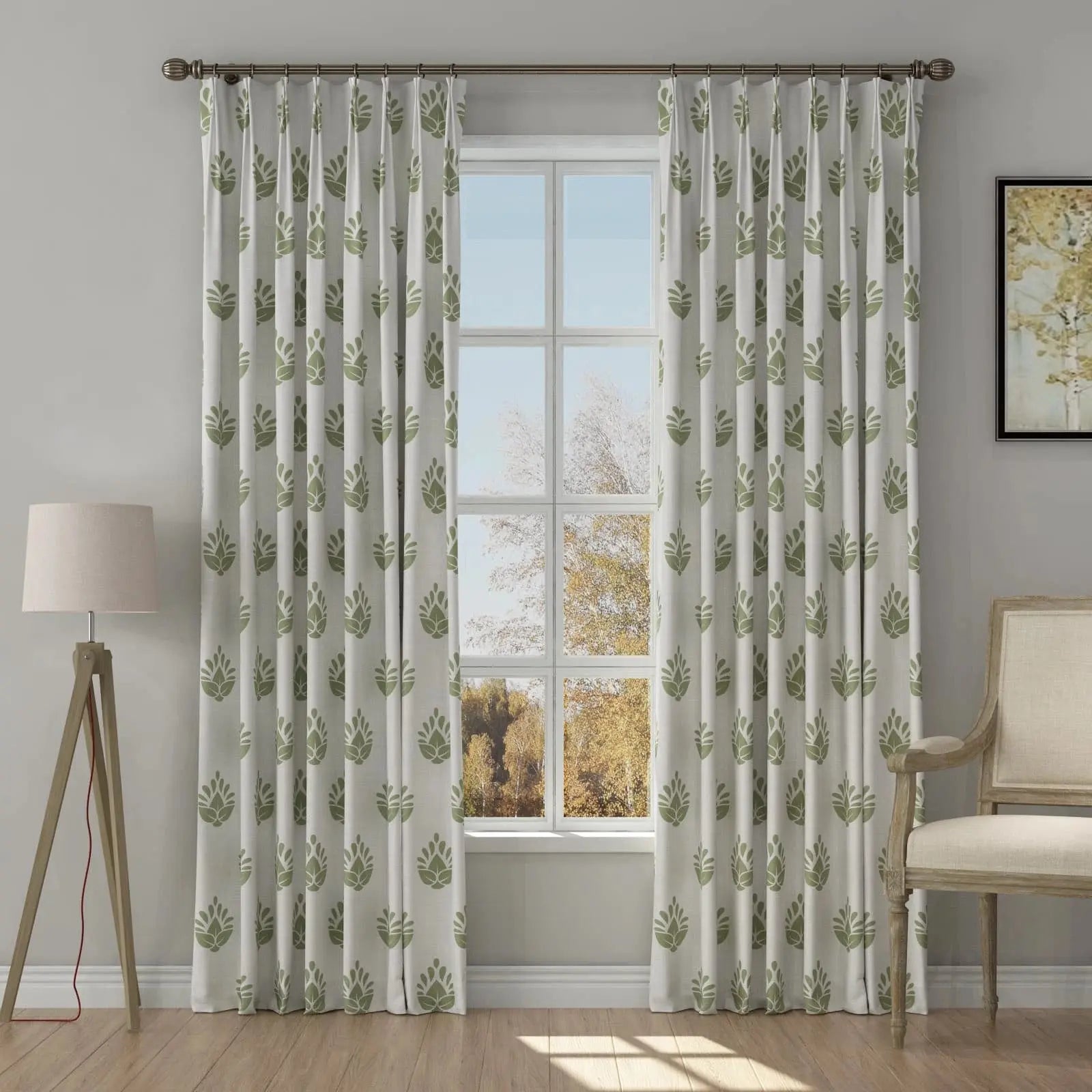 Stefana Silber Print Linen Drapery Pinch Pleat with Unlined TWOPAGES