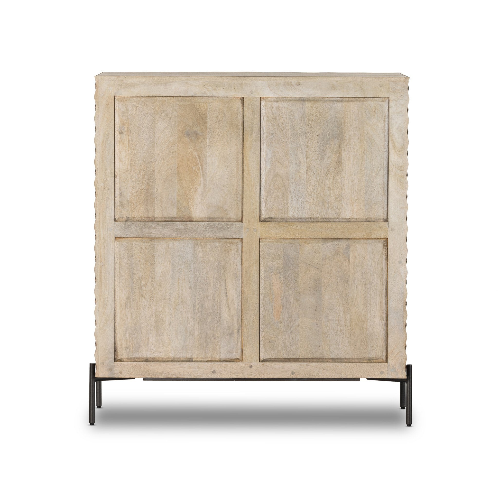 Raffael Bar Cabinet - Carved Stonewash Grey Mango