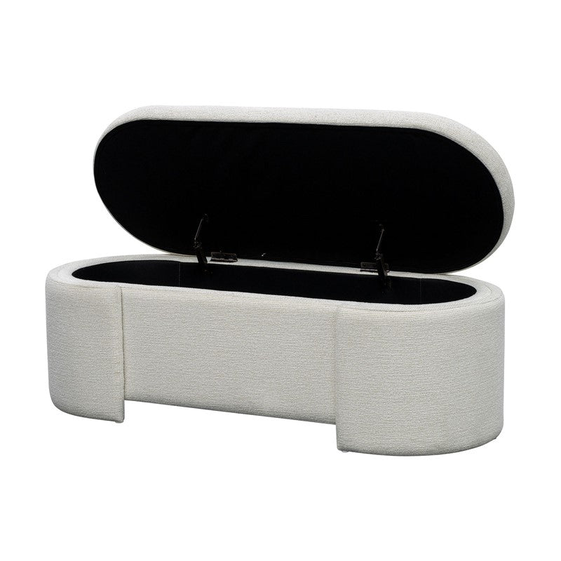 Leslie Fully Upholstered Oval Storage Bench with Soft-Close Lid
