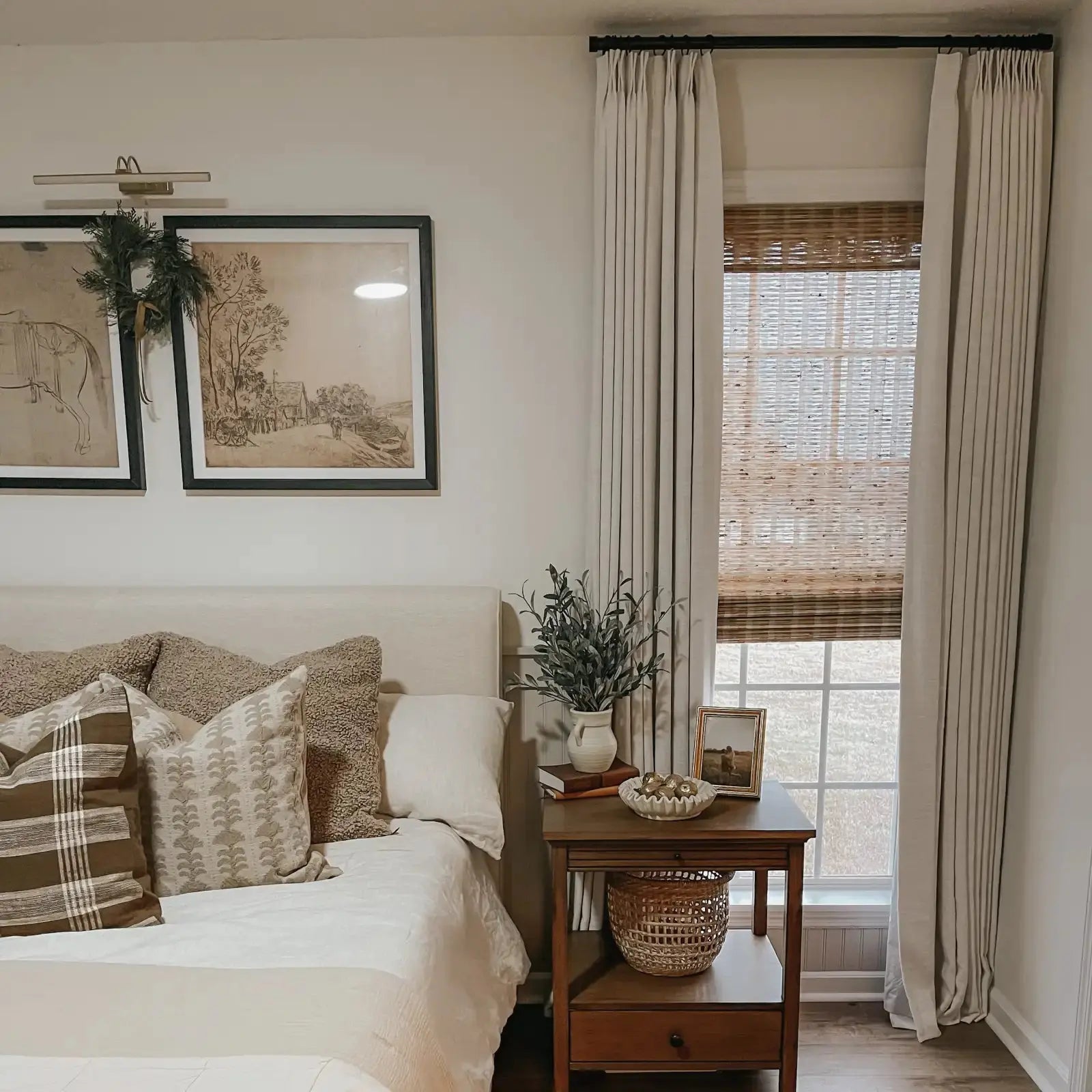 Liz Linen Drapery Pinch Pleat with Unlined - Beige White TWOPAGES