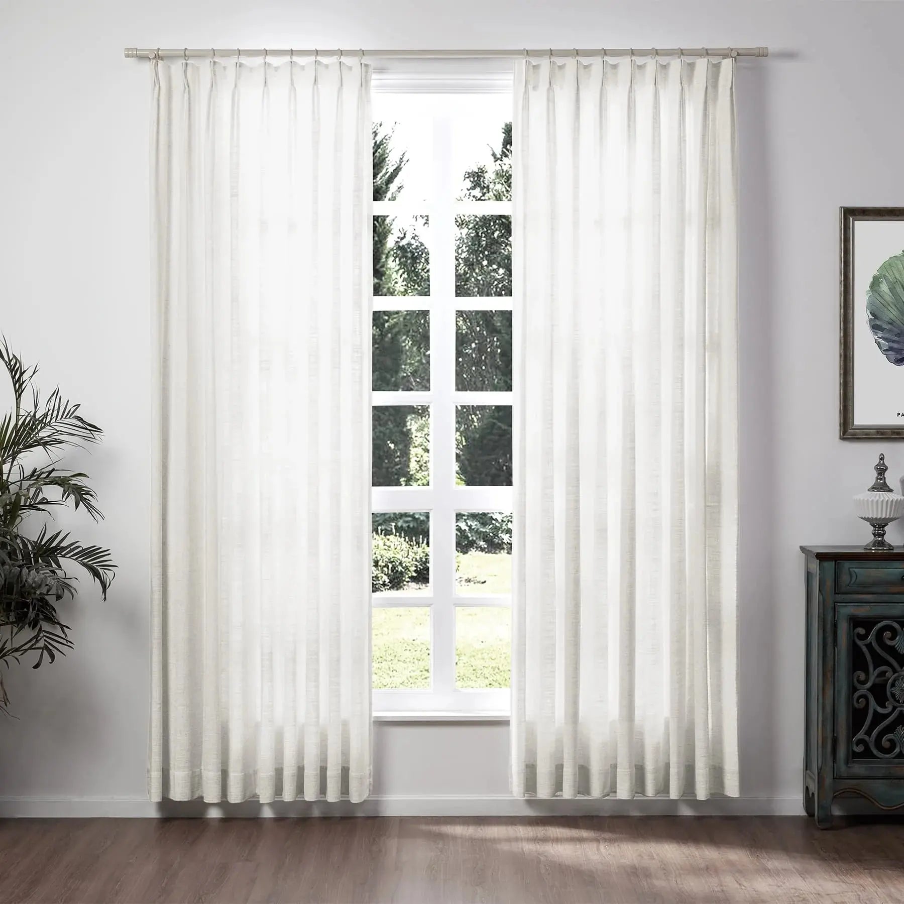 Liz Linen Drapery Pinch Pleat with Unlined - Snow White TWOPAGES