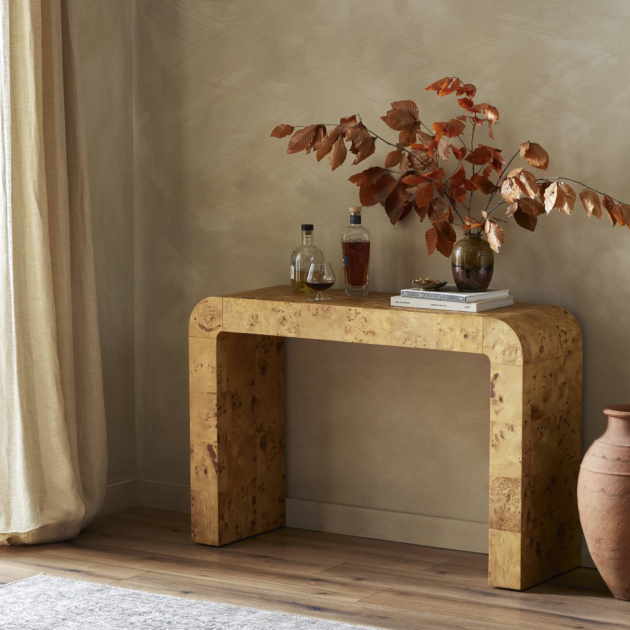 Jenson Console Table - Natural Poplar Burl Veneer