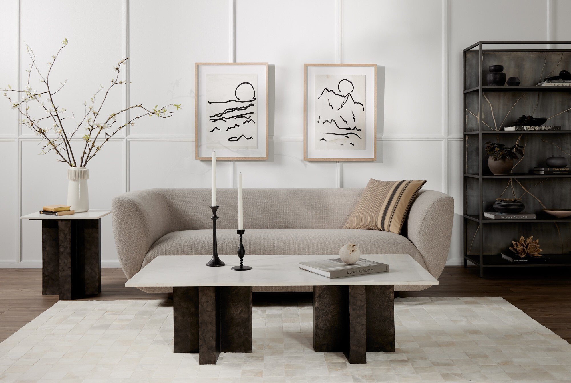 Terrell Coffee Table - Polished White Marble