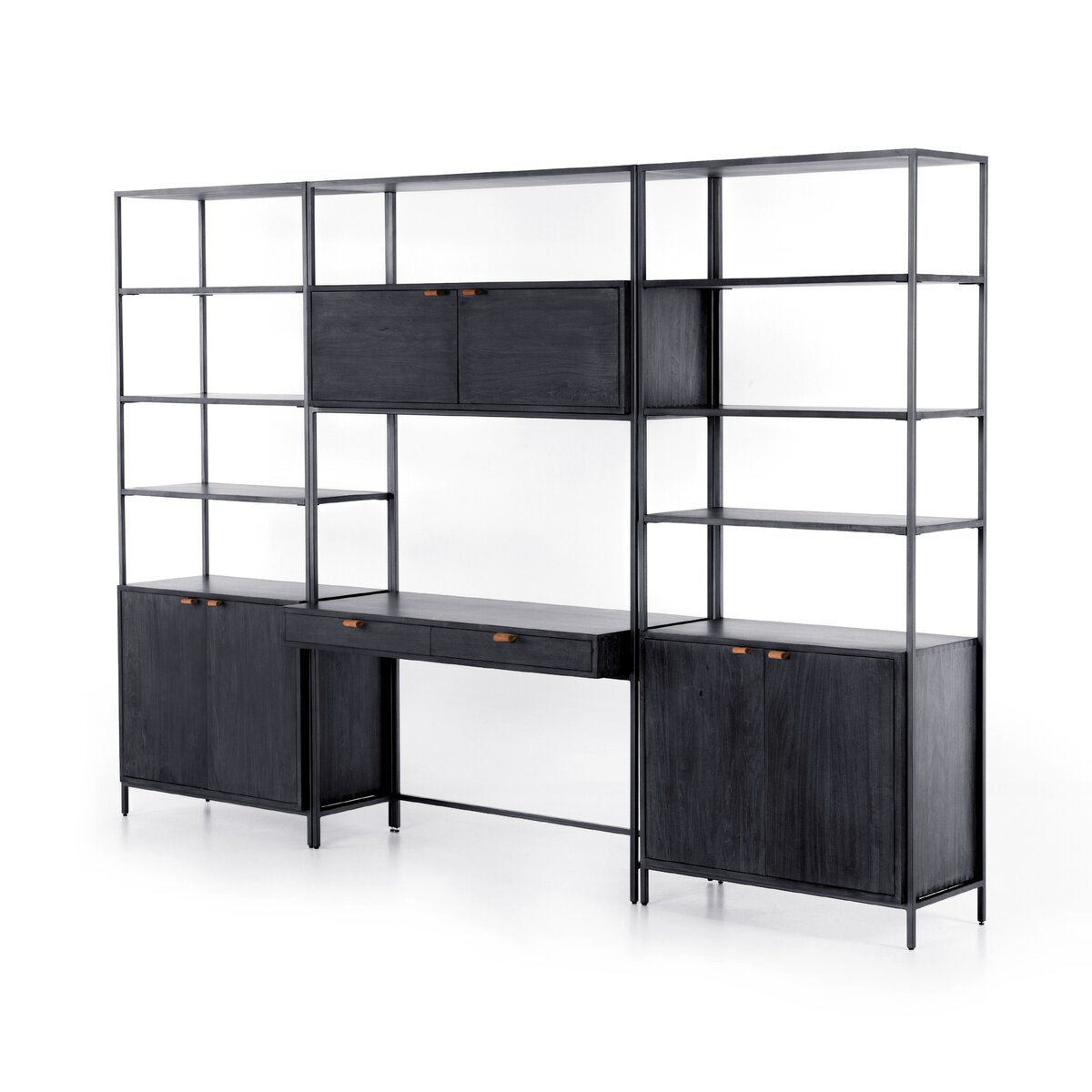 Trey Modular Wall Desk With 2 Bookcases