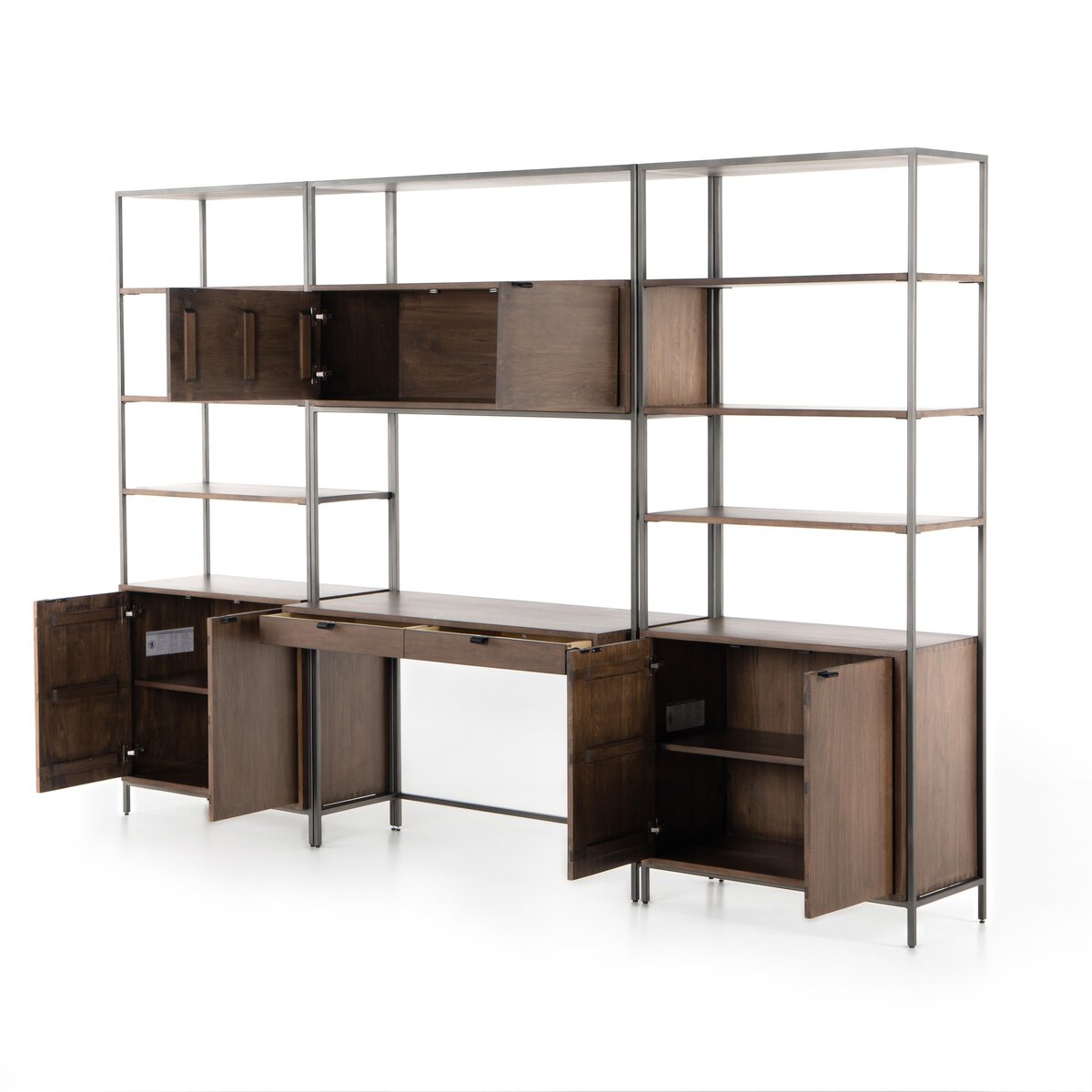 Trey Modular Wall Desk With 2 Bookcases