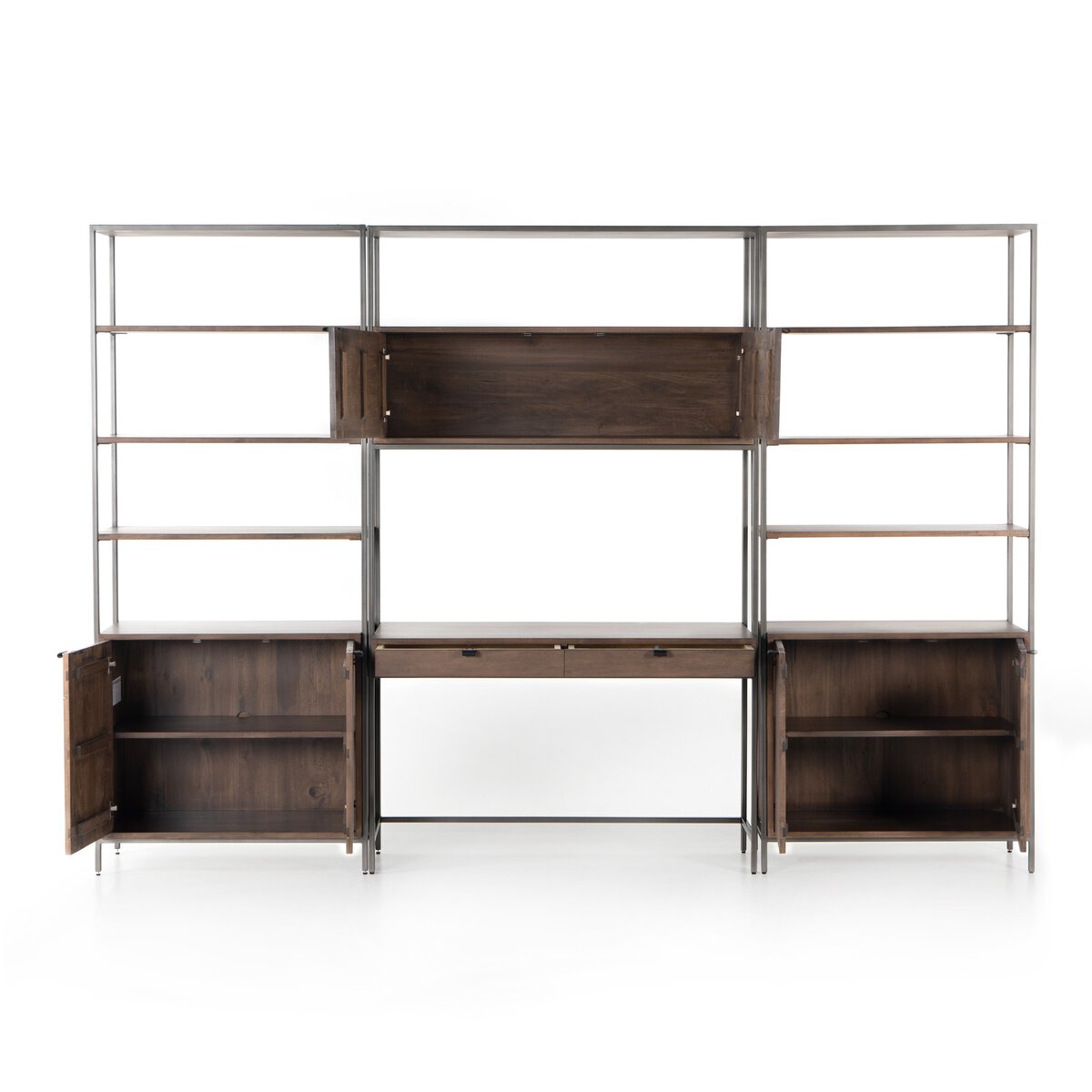 Trey Modular Wall Desk With 2 Bookcases
