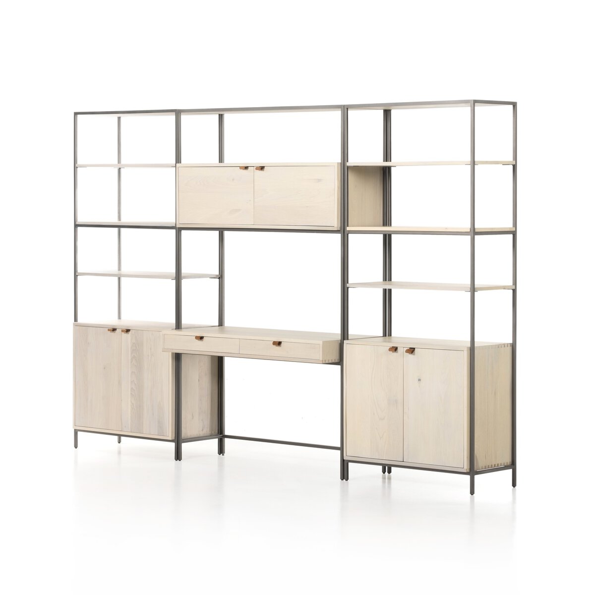 Trey Modular Wall Desk With 2 Bookcases