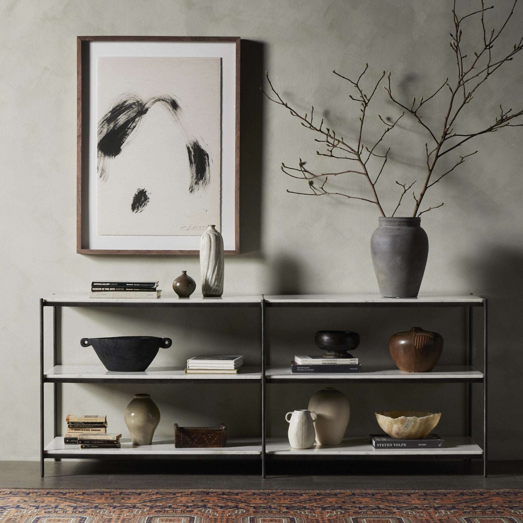 Felix Large Console Table - Hammered Grey W/Clear Powder Coat