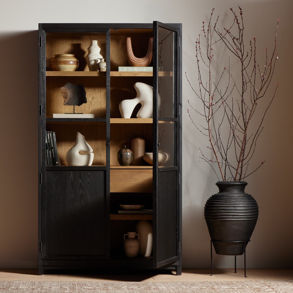 Millie Panel and Glass Door Cabinet